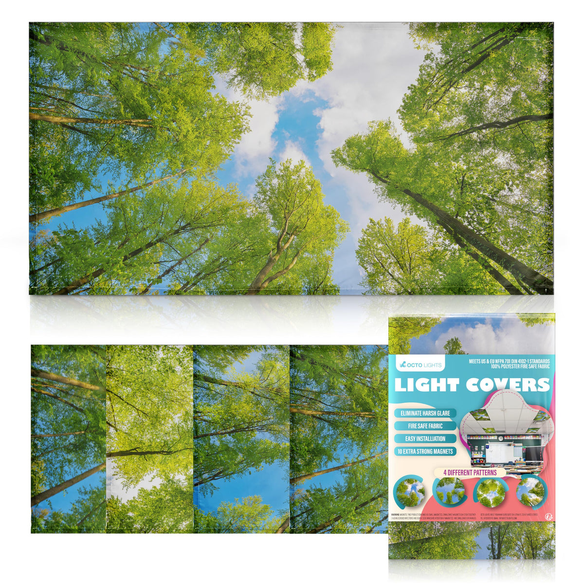 Fluorescent Light Covers for Ceiling Lights - 4 Seasons Magnetic Cover for Fluorescent Or LED Fixture - Must Haves Teacher Supplies - Classroom, Home, Office Cubicle Decor - Filters Overhead Lighting