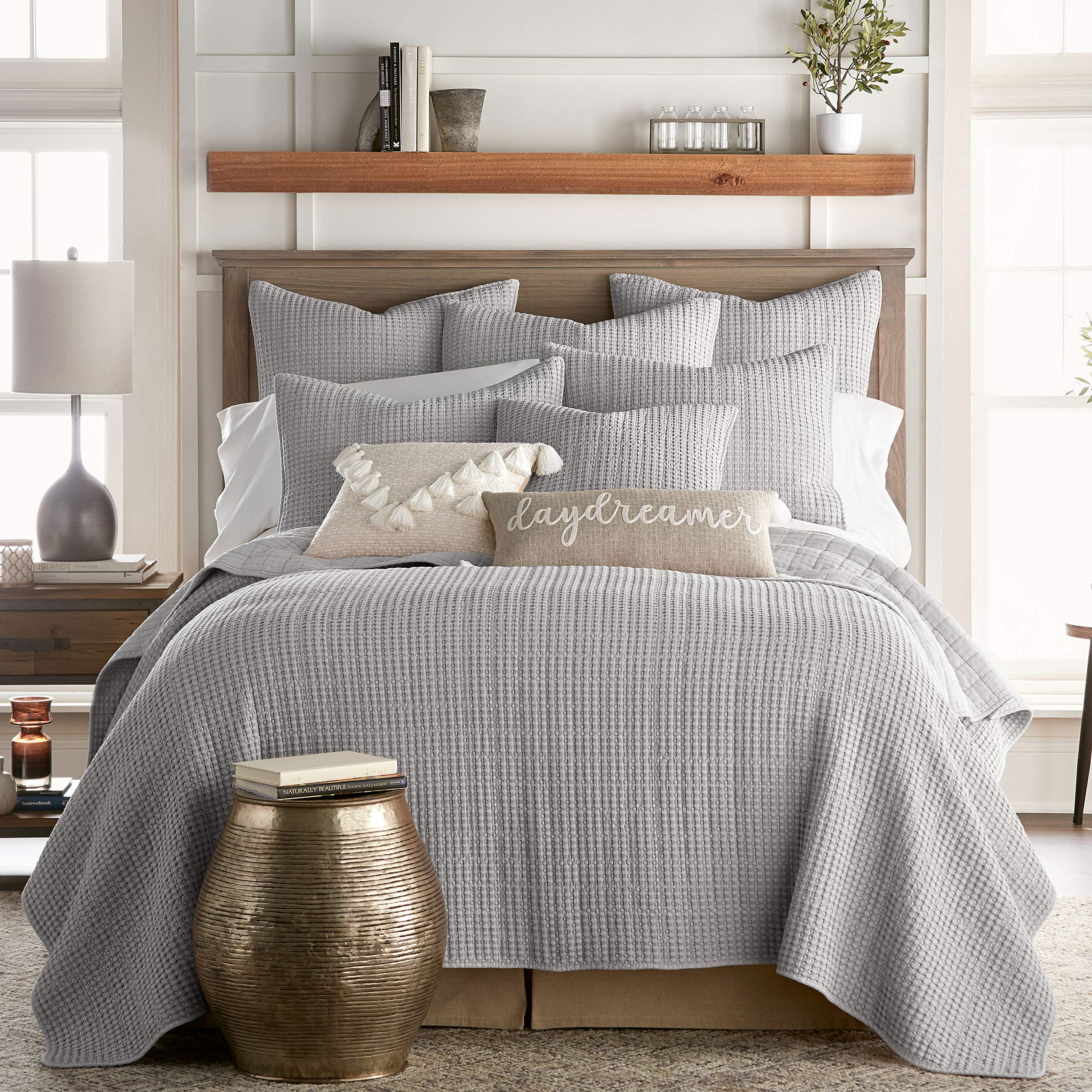 Levtex Home Mills Waffle Twin Bedspread Set (84x104in) with 1 Pillow Sham (26x20in) - Adobe - 100% Cotton Twin Size Bedspread Set - Lightweight, Soft, Pre-Washed