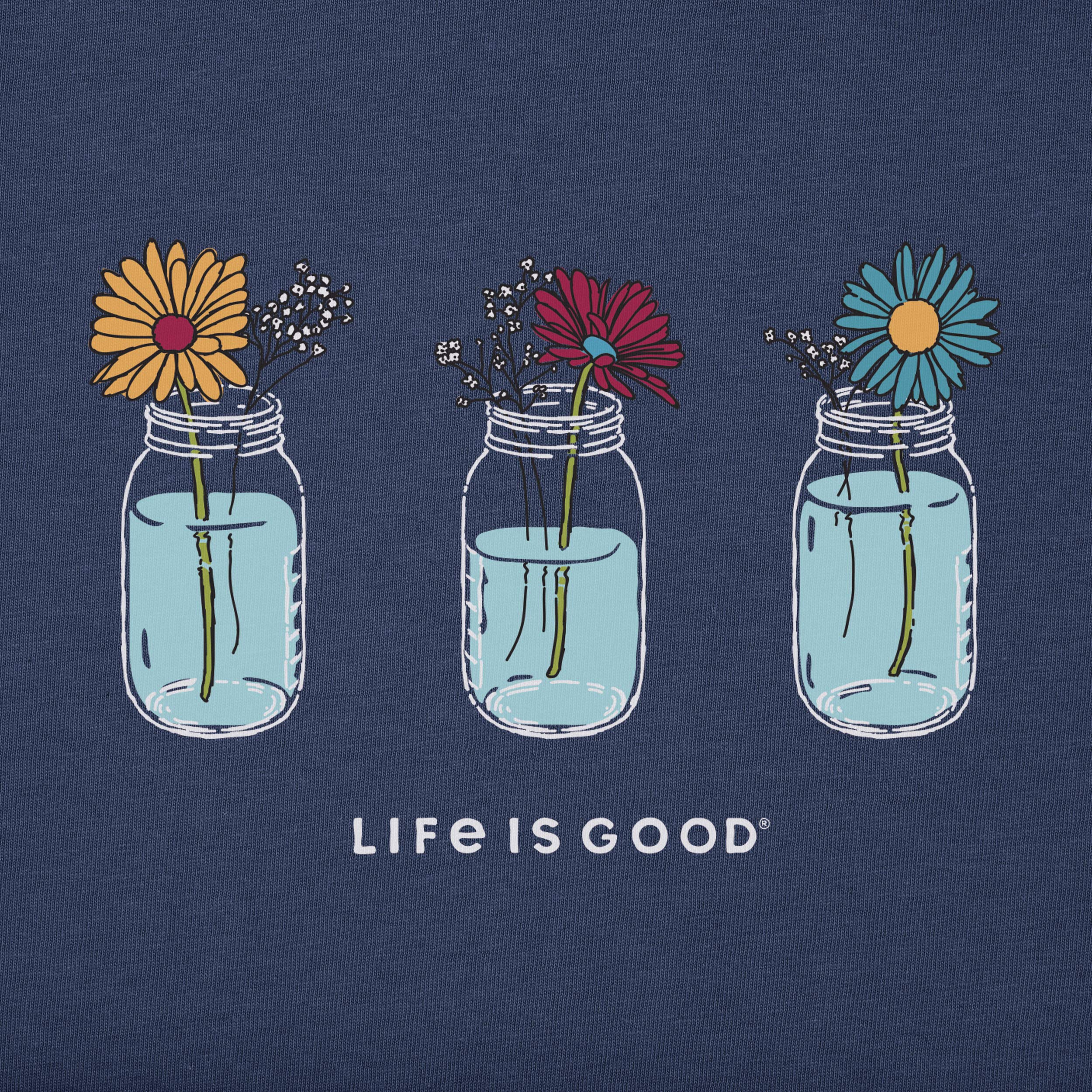 Life is Good Women's Crusher T-Shirts, Short Sleeve Cotton Graphic Tee Shirt, Floral Jars