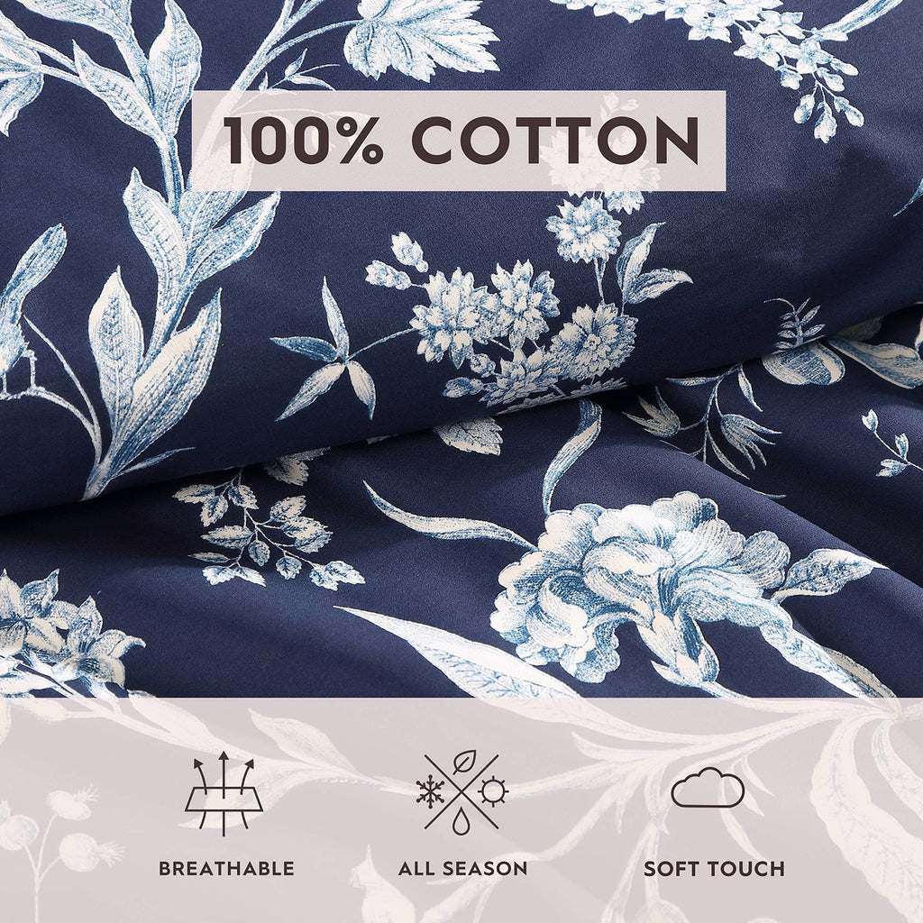 Laura Ashley - Duvet Set, Super Soft & Cozy Bedding, Includes Matching Shams & Bonus Throw Pillow Covers, Coquette Room Decor (Hope Patchwork Blue, Twin)