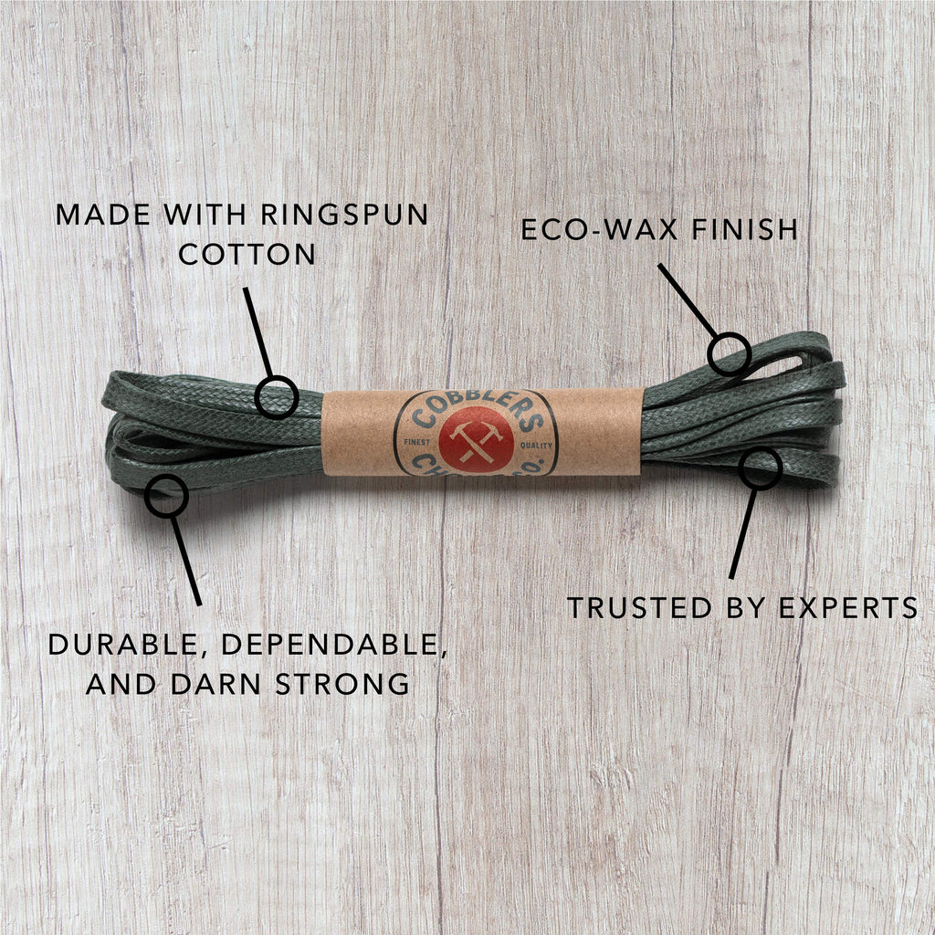 Premium Flat Waxed Cotton Boot Laces - Cobbler's Choice Shoe Laces - Durable and Beautiful!