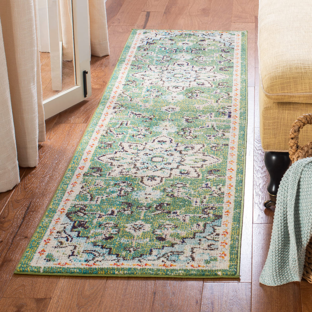 SAFAVIEH Madison Collection Area Rug - 2'2" x 4', Beige & Orange, Boho Chic Distressed Medallion Design, Non-Shedding & Easy to Clean, Ideal for Living Room, Bedroom, Dining Space (MAD473E)