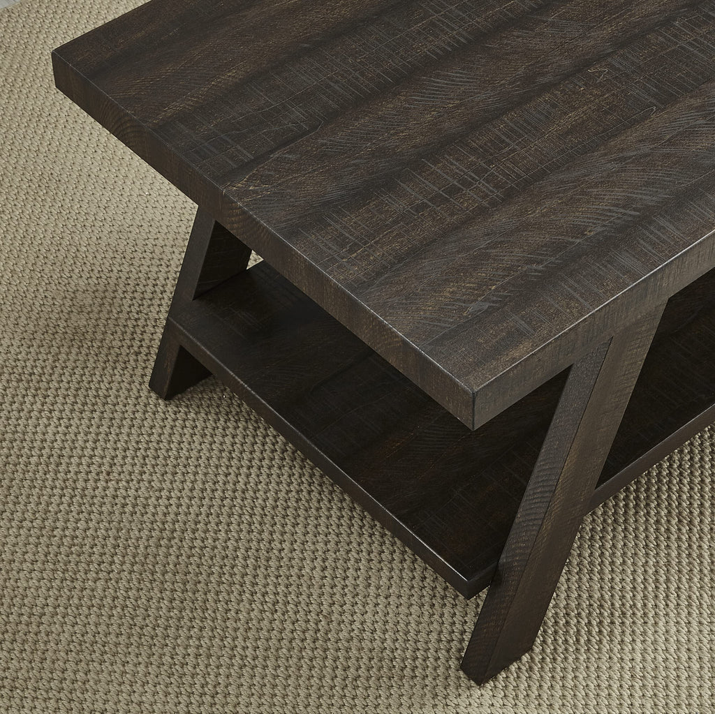 Roundhill Furniture Athens Contemporary Replicated Wood Shelf End Table in Black Finish