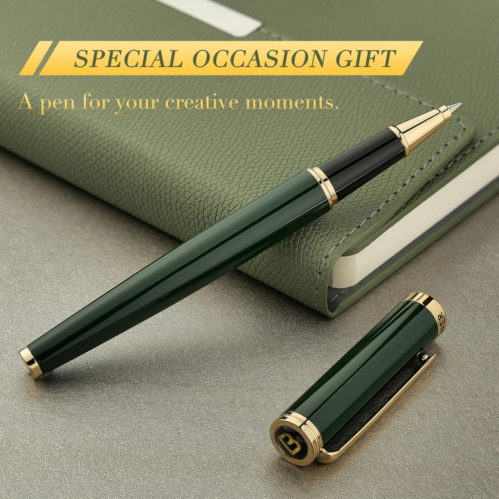 BEILUNER Luxury Rollerball Pen,24K Gold Trim,Noble and Elegant Designs,Schneider Ink Refill, Best Roller Ball Pen Gift Set for Men & Women, Professional, Executive Office, Nice Pens