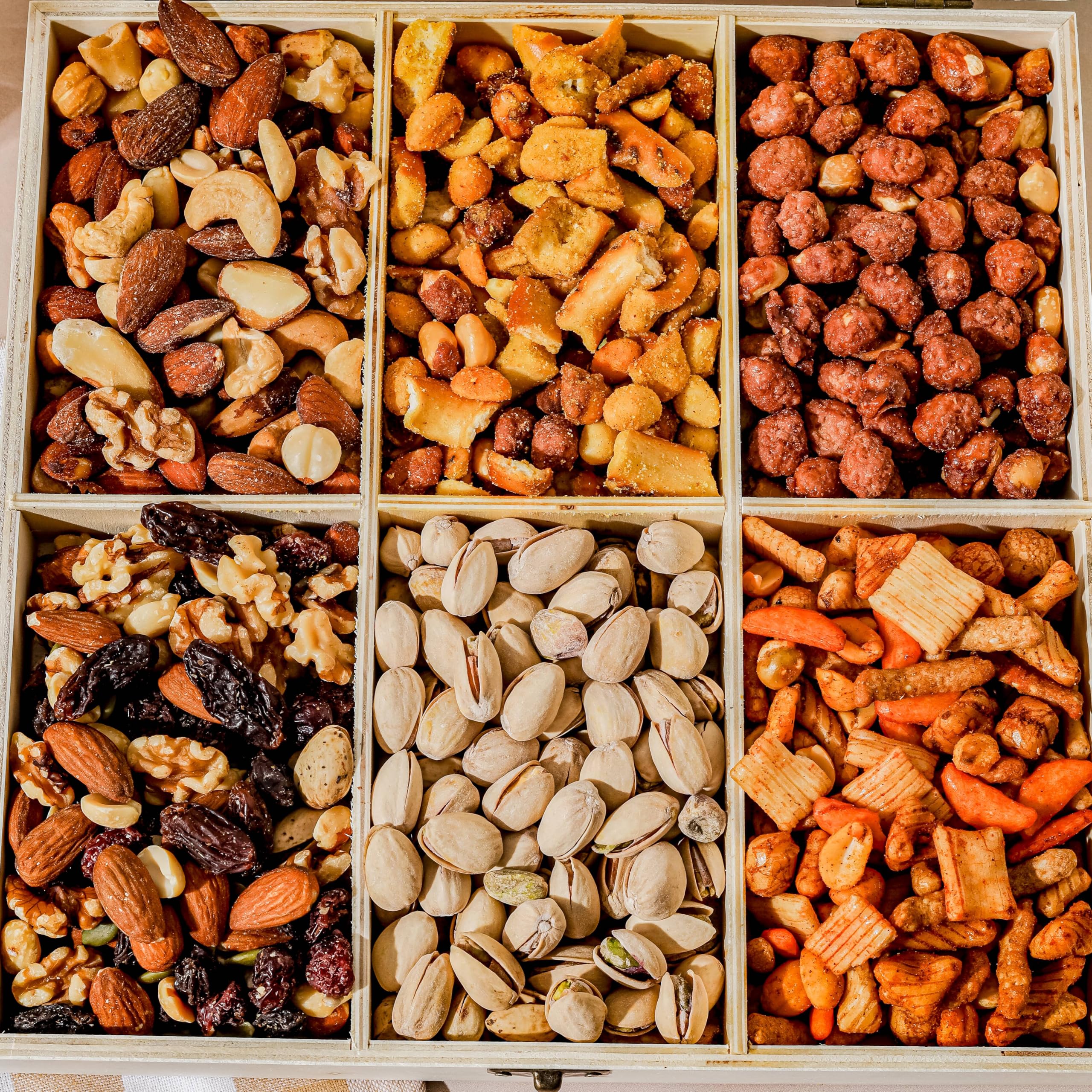 Nut Gift Basket, in Reusable Wooden Crate, Healthy Fathers Day Gift Option, Gourmet Snack Food Box, with Unique Flavors, Great for Feel Better, Sympathy & Birthday- Bonnie & Pop