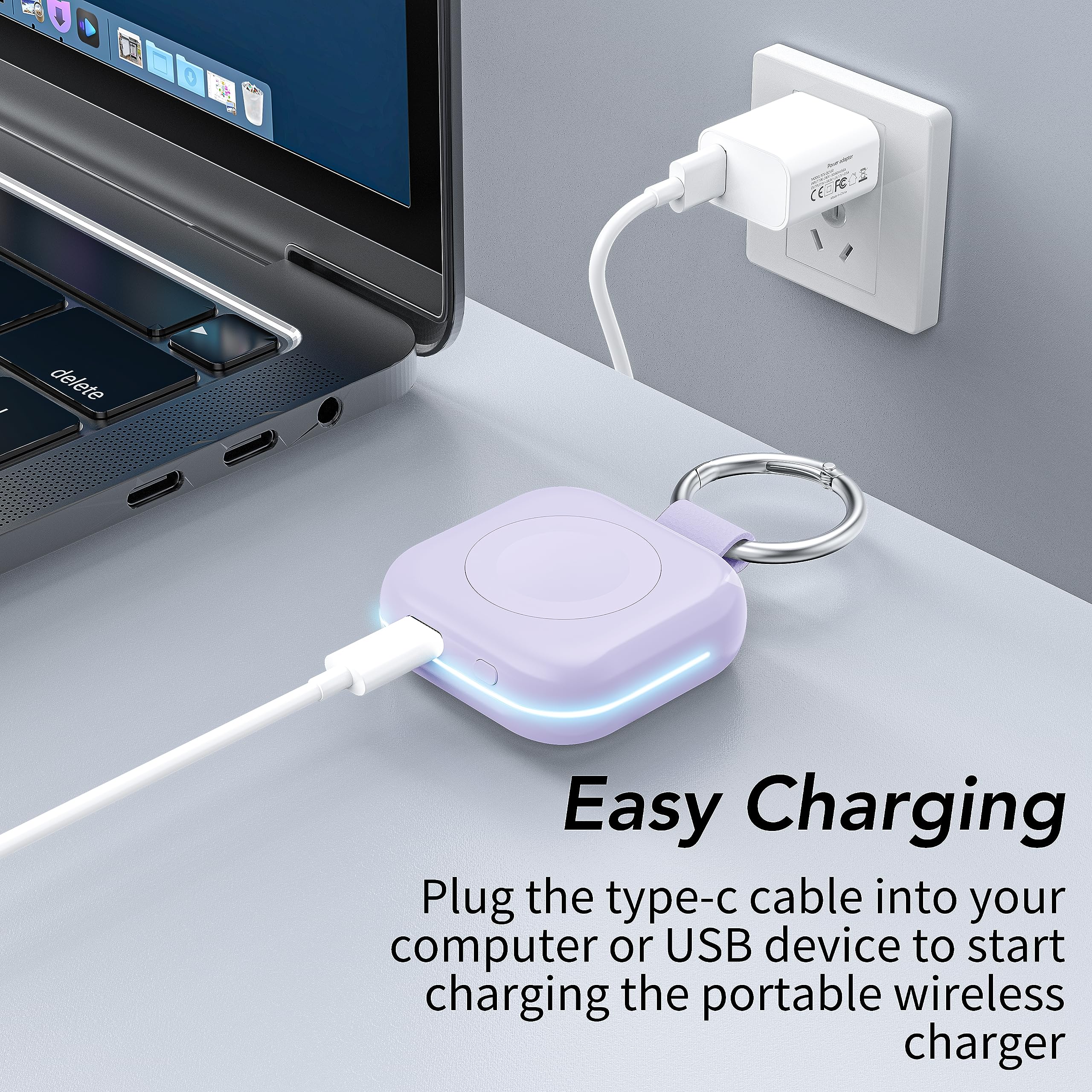 HUOTO Portable Charger for Apple Watch,Wireless Magnetic iWatch Charger 1200mAh Power Bank Travel Keychain Accessories Smart Chargers for Apple Watch Series 11/10/9/8/7/6/SE/5/4/3/2/1/UItra/UItra 2