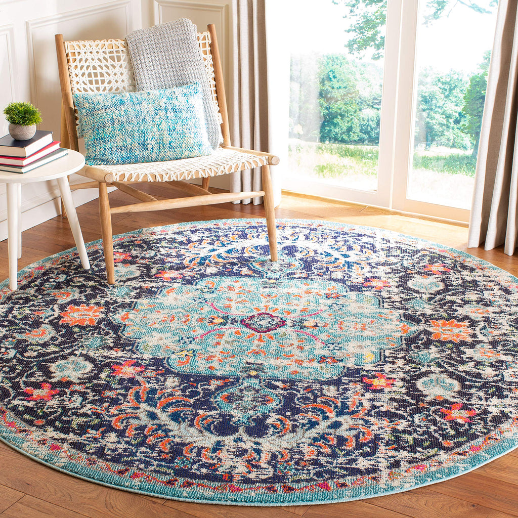 SAFAVIEH Madison Collection Accent Rug - 2'2" x 4', Beige & Black, Medallion Distressed Design, Non-Shedding & Easy Care, Ideal for High Traffic Areas in Entryway, Living Room, Bedroom (MAD447B)