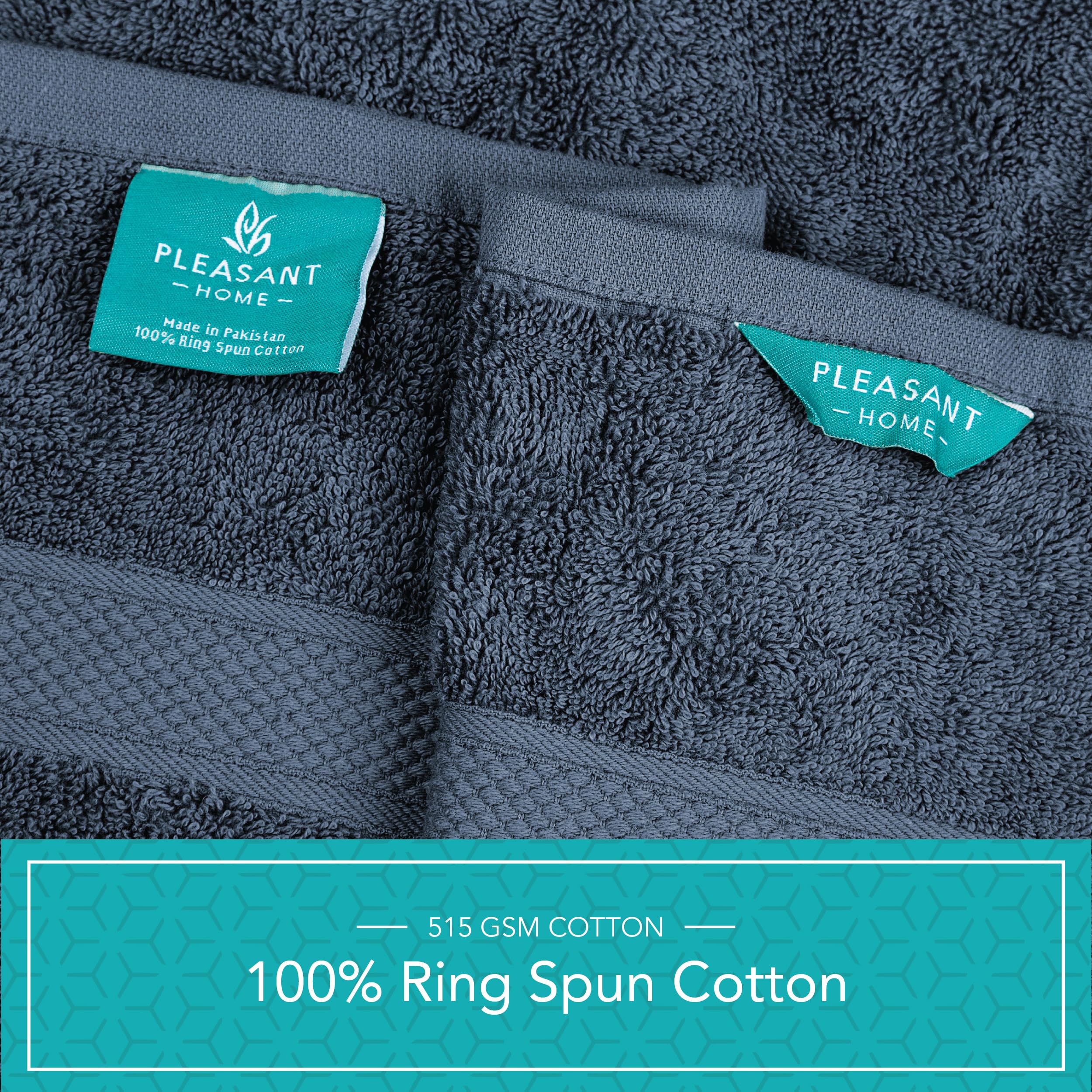 Pleasant Home Bath Towels Set of 6 (24” x 50”) 100% Cotton, 515 GSM | Lightweight, Soft & Highly Absorbent Luxury Towels for Bathroom | for Gym, Pool & Spa | 6 Pack, Gray
