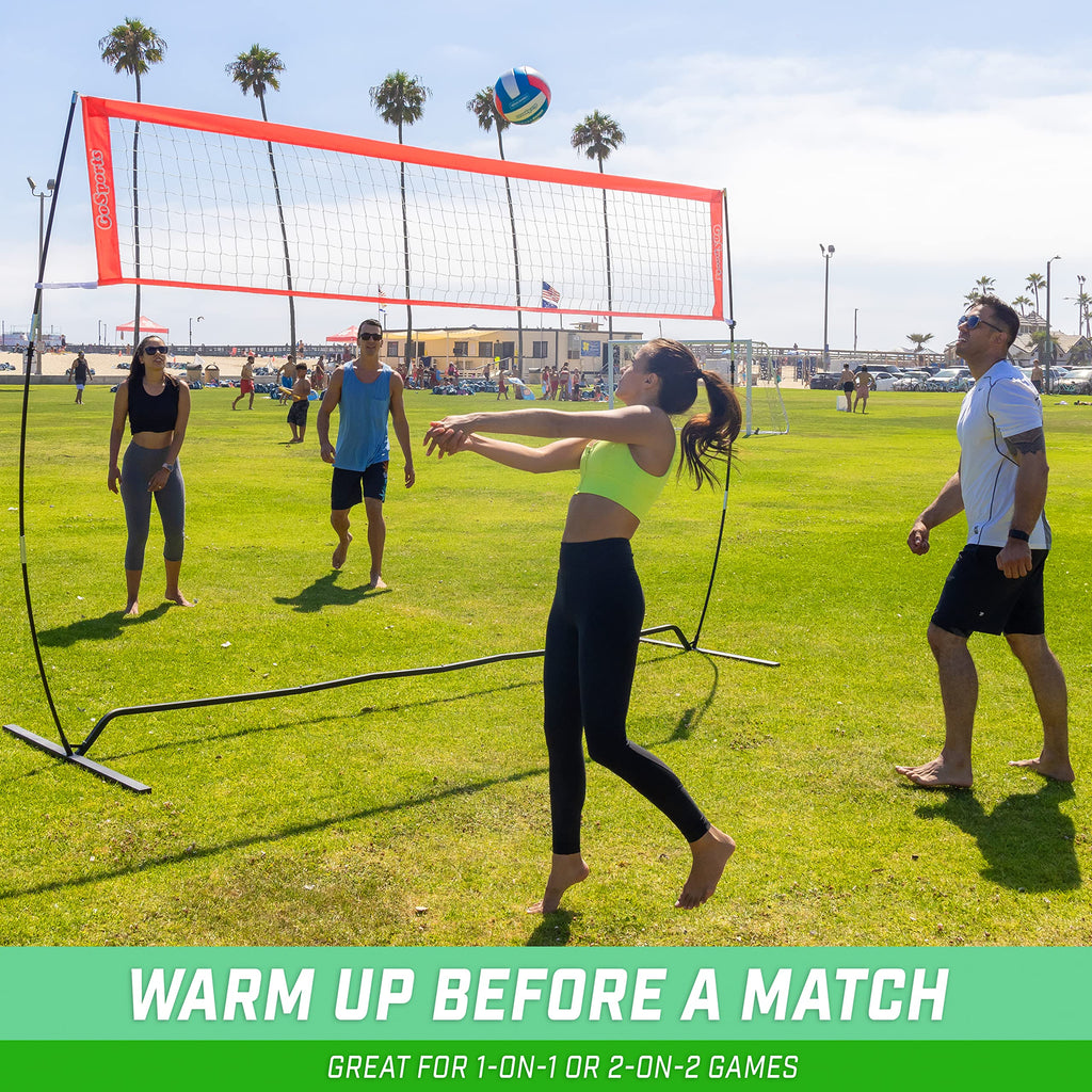 GoSports Freestanding Volleyball Training Net - 12 ft or 20 ft - Indoor our Outdoor Use, Instant Setup, and Height Adjustable