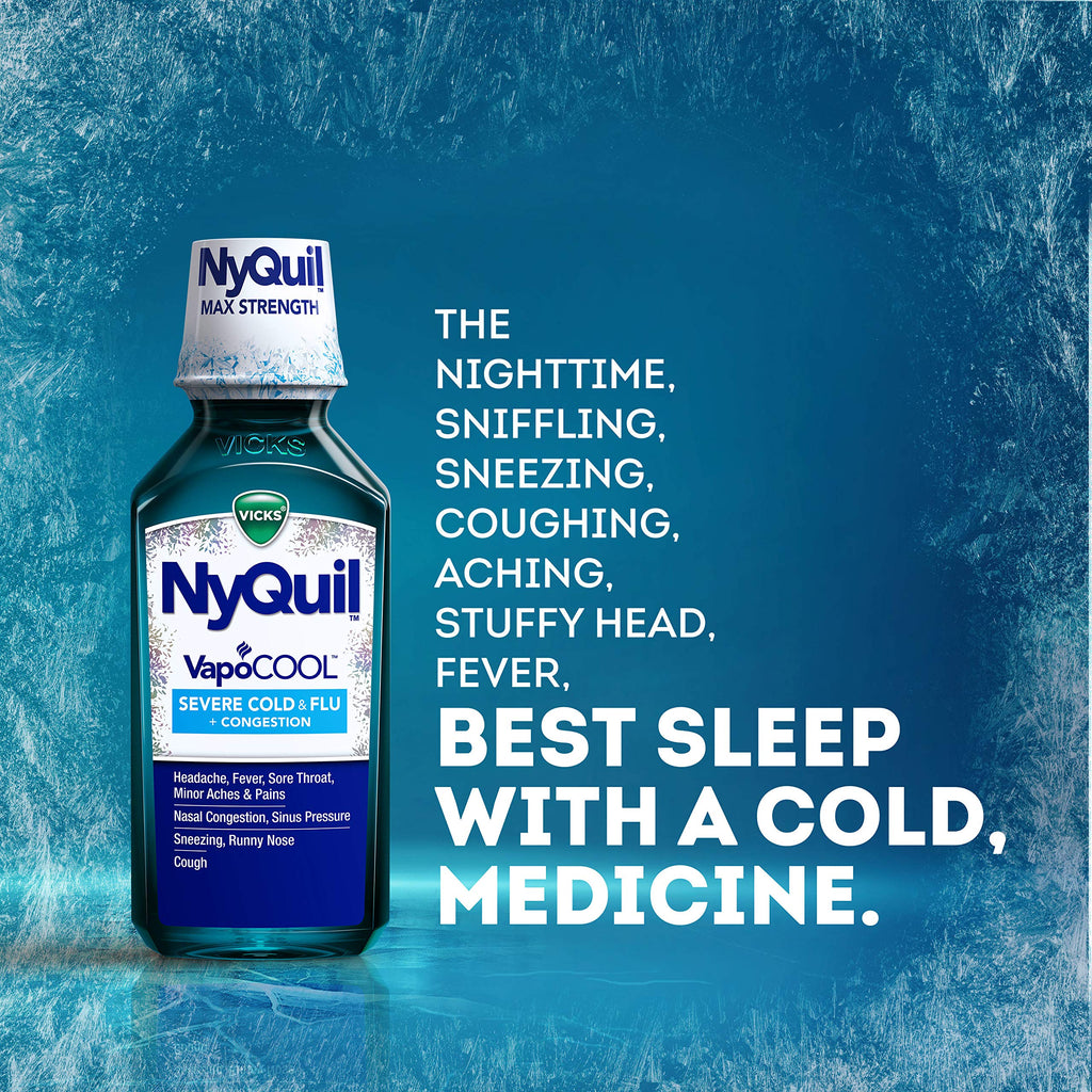 Vicks DayQuil & NyQuil SEVERE Cold & Flu Medicine, Relief for Headache, Fever, Sore Throat, Minor Aches & Pains, Nasal Congestion, Sinus Pressure, Stuffy Nose, and Cough, Co-Pack, 2 x 12 OZ