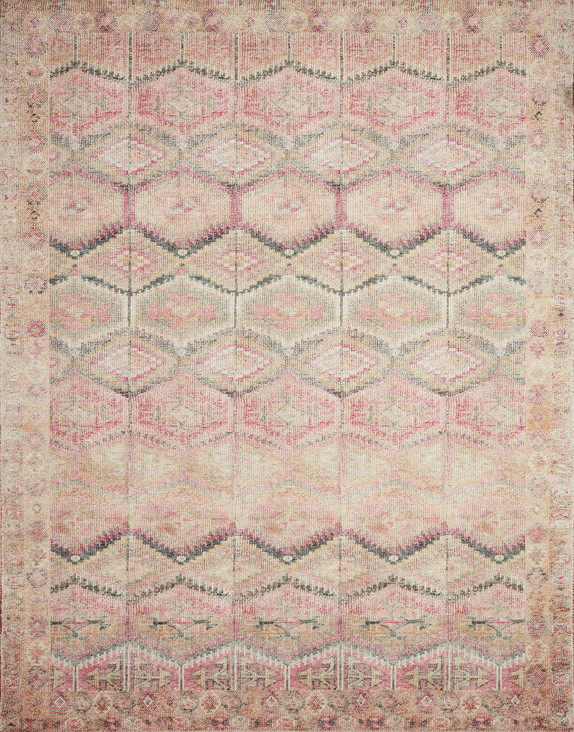 Loloi Layla Collection LAY-07 Blue/Tangerine 2'-3" x 3'-9" .13" Thick Accent Rug, Soft, Durable, Vintage Inspired, Distressed, Low Pile, Non-Shedding, Easy Clean, Printed, Living Room Rug