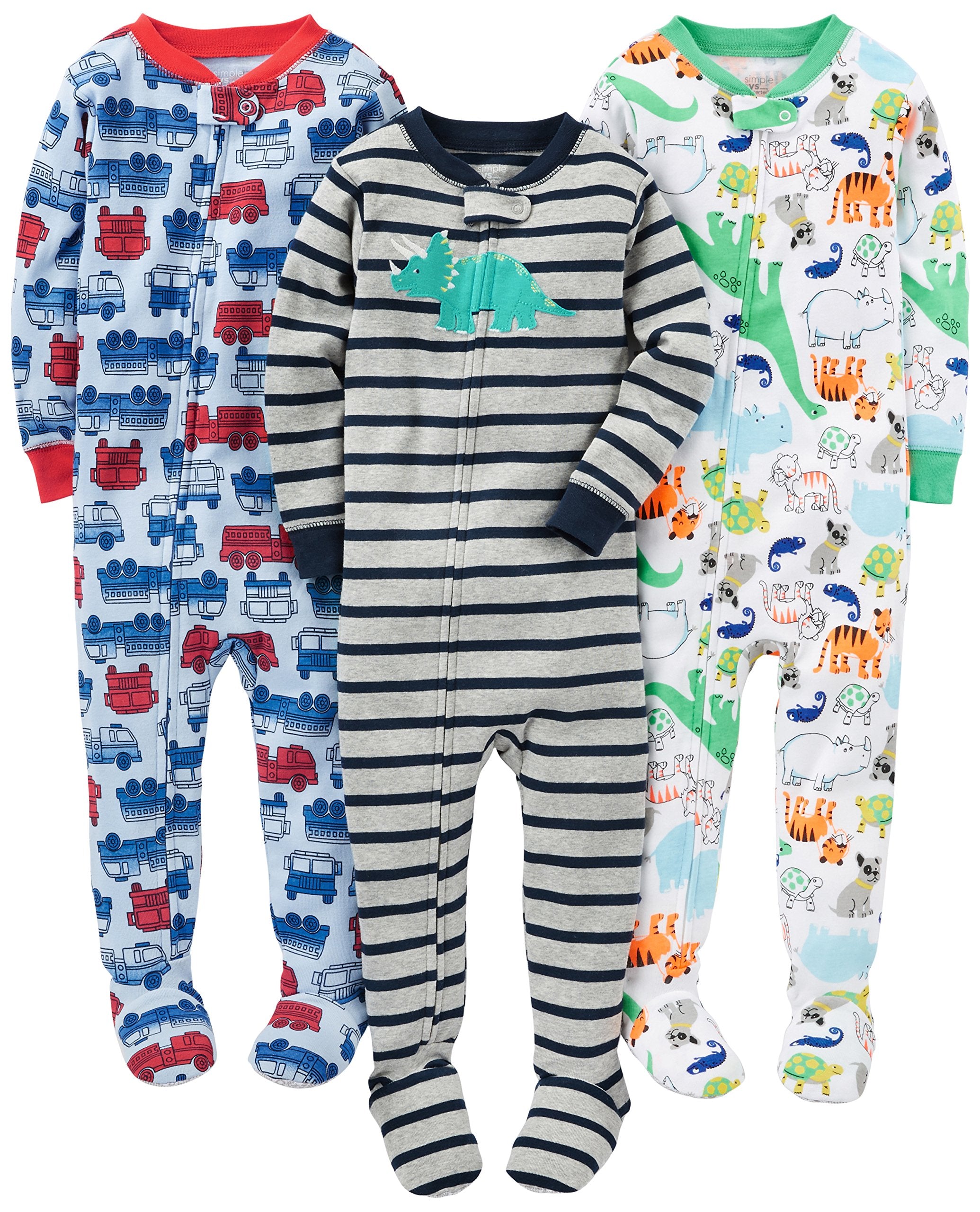 Simple Joys by Carter's Baby Boys 3 pack Snug Fit Footed Cotton Pajamas