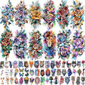 EGMBGM 52 Sheets Tiny Small Temporary Tattoos For Kids Boys Girls, Tribal Animals Butterfly Anchor Compass Tattoo Stickers For Men Women, 3D Cute Flower Fake Face Tatoo Kits Sets For Neck Arm Hands