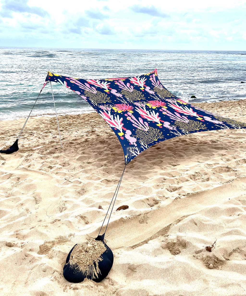 Neso Grande Portable Beach Tent Sun Shelter - Lightweight Beach Shade Canopy - Easy Setup for Family Outings - Patented Reinforced Corners - UPF 50+ Sun Protection - 7ft Tall, 9 x 9ft