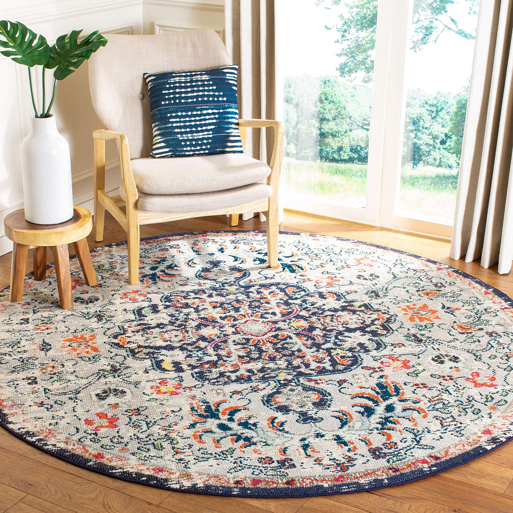 SAFAVIEH Madison Collection Accent Rug - 2'2" x 4', Beige & Black, Medallion Distressed Design, Non-Shedding & Easy Care, Ideal for High Traffic Areas in Entryway, Living Room, Bedroom (MAD447B)