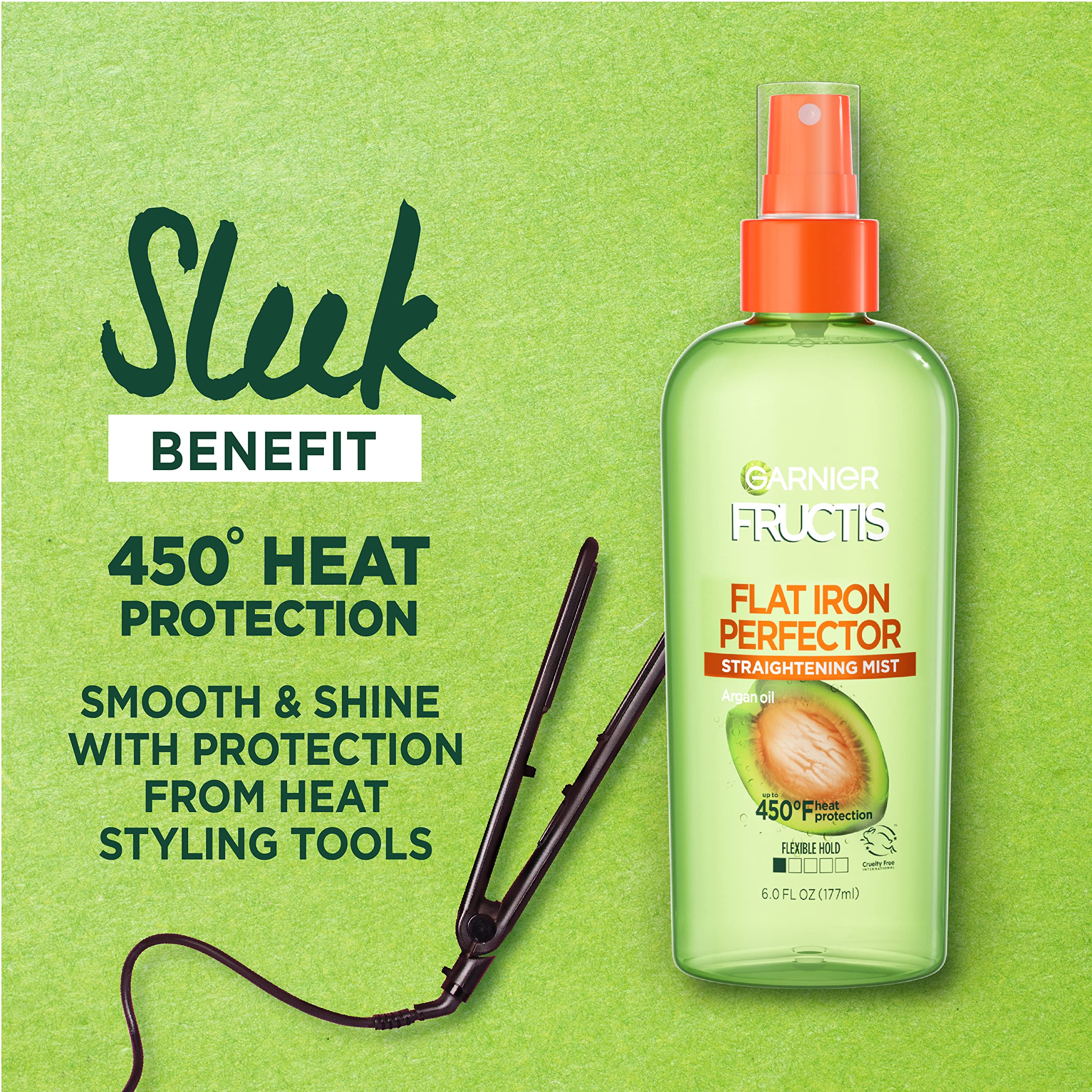 Garnier Fructis Style Flat Iron Perfector Straightening Mist for Heat Protection, Argan Oil, 6.0 Fl Oz, 3 Count (Packaging May Vary)