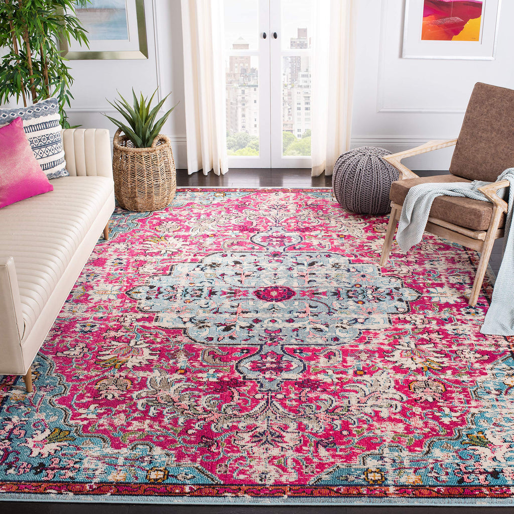 SAFAVIEH Madison Collection Accent Rug - 2'2" x 4', Beige & Black, Medallion Distressed Design, Non-Shedding & Easy Care, Ideal for High Traffic Areas in Entryway, Living Room, Bedroom (MAD447B)