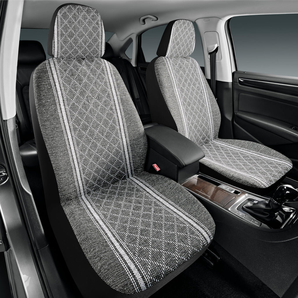 Road Comforts Baja Blanket Seat Covers Gray Diamond Bucket Seat Covers Low Back Full Set - Jacquard Fabric, Airbag Compatible, Universal Fits for Most Cars, Truck, SUV, Vans
