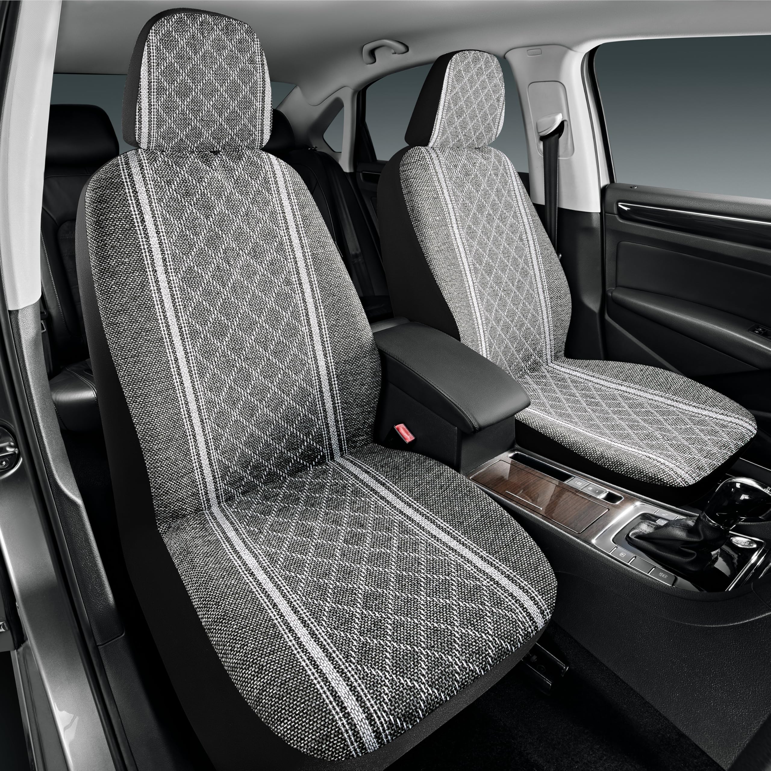 Road Comforts Baja Blanket Seat Covers Gray Diamond Bucket Seat Covers Low Back Full Set - Jacquard Fabric, Airbag Compatible, Universal Fits for Most Cars, Truck, SUV, Vans