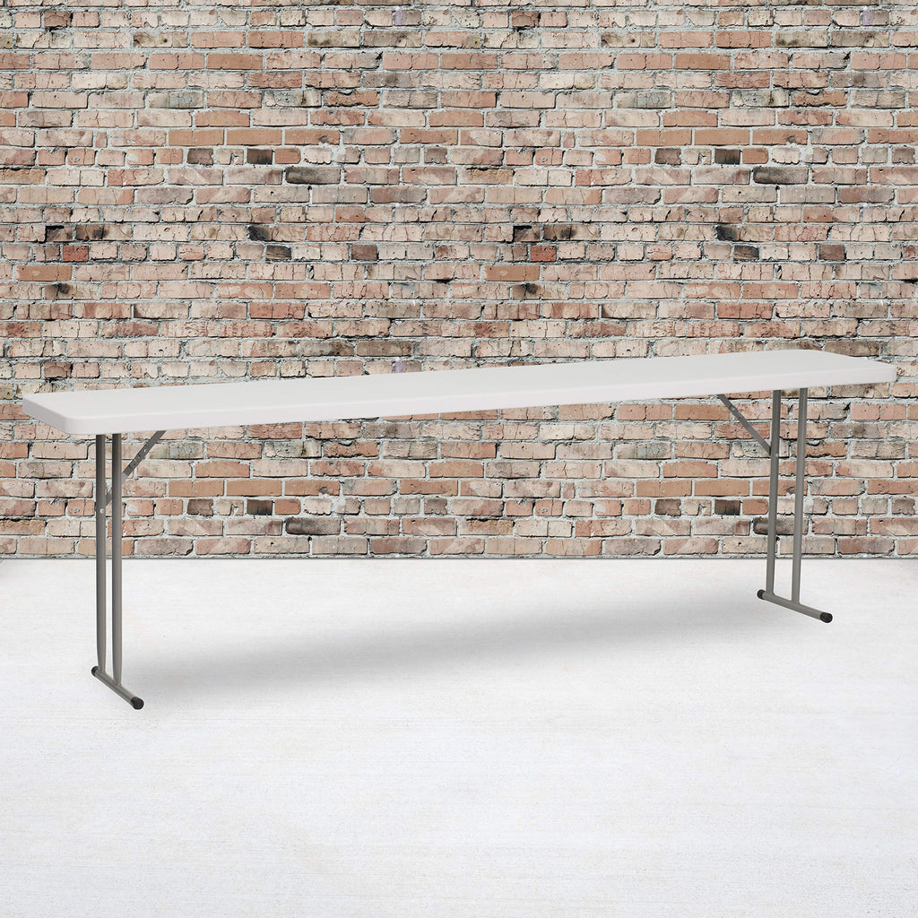 EMMA + OLIVER 5' Rectangular Plastic Folding Table, Long Plastic Foldable Table for Residential Indoor/Outdoor Events, White