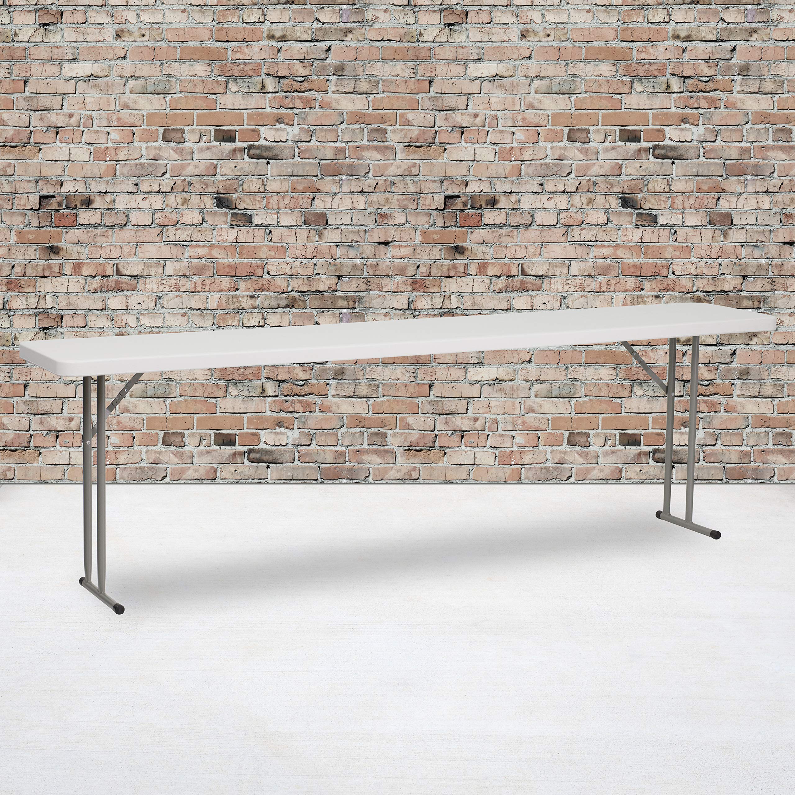 EMMA + OLIVER 5' Rectangular Plastic Folding Table, Long Plastic Foldable Table for Residential Indoor/Outdoor Events, White