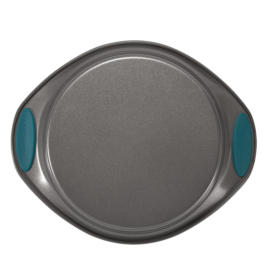 Rachael Ray Cucina Bakeware Set Includes Nonstick Cake Cookie Baking Sheet and Muffin Cupcake Pan, 4 Piece, Latte Brown with Agave Blue Grips