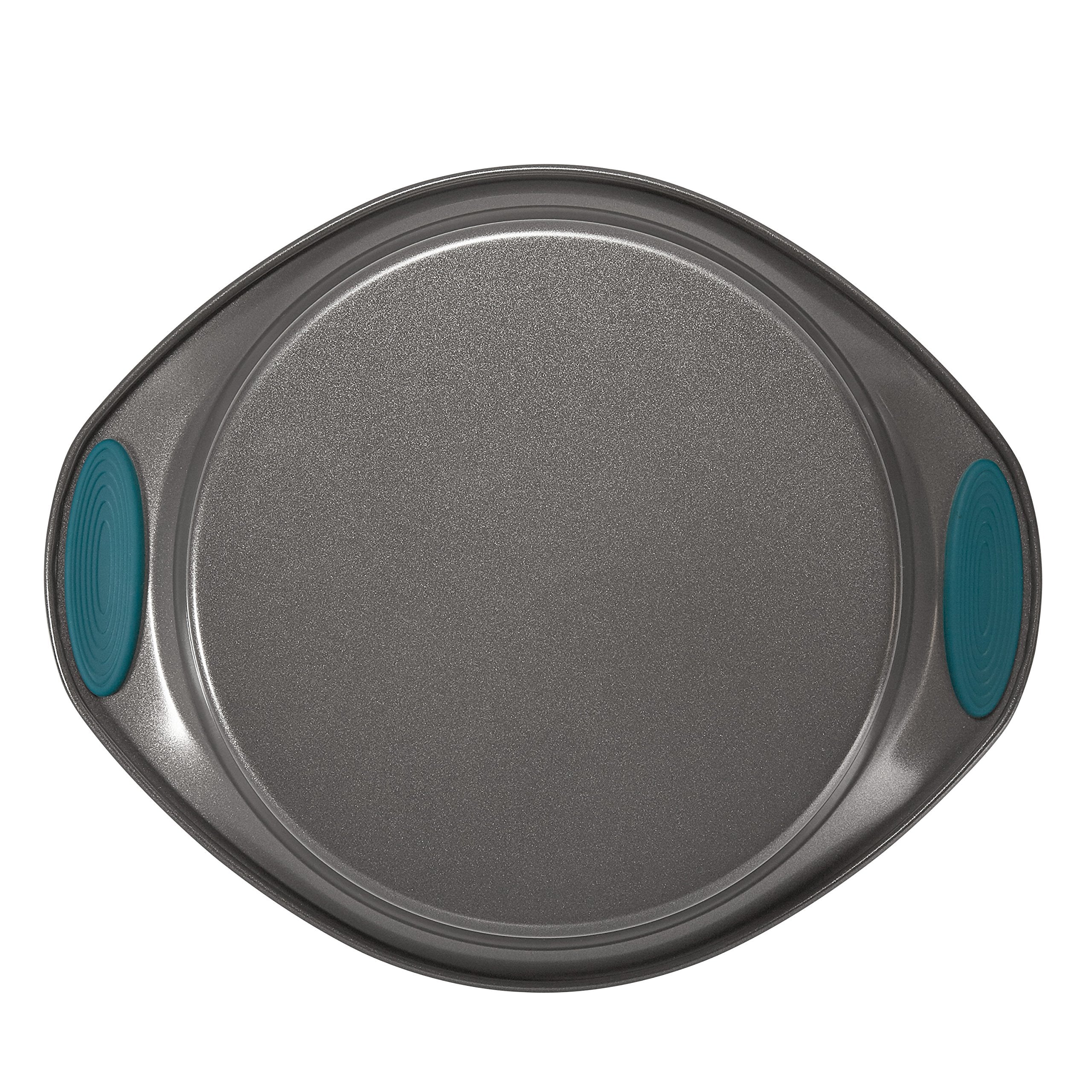 Rachael Ray Cucina Bakeware Set Includes Nonstick Cake Cookie Baking Sheet and Muffin Cupcake Pan, 4 Piece, Latte Brown with Agave Blue Grips