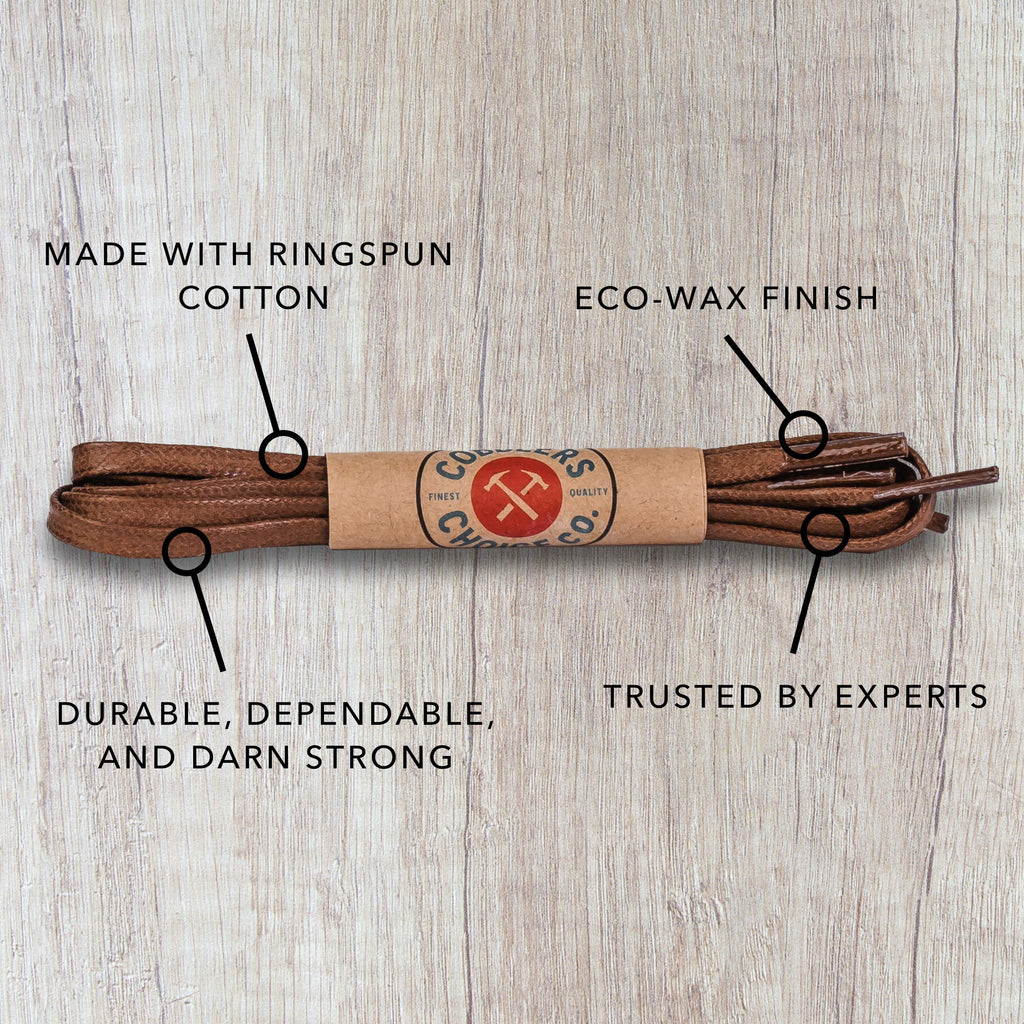 Premium Flat Waxed Cotton Boot Laces - Cobbler's Choice Shoe Laces - Durable and Beautiful!