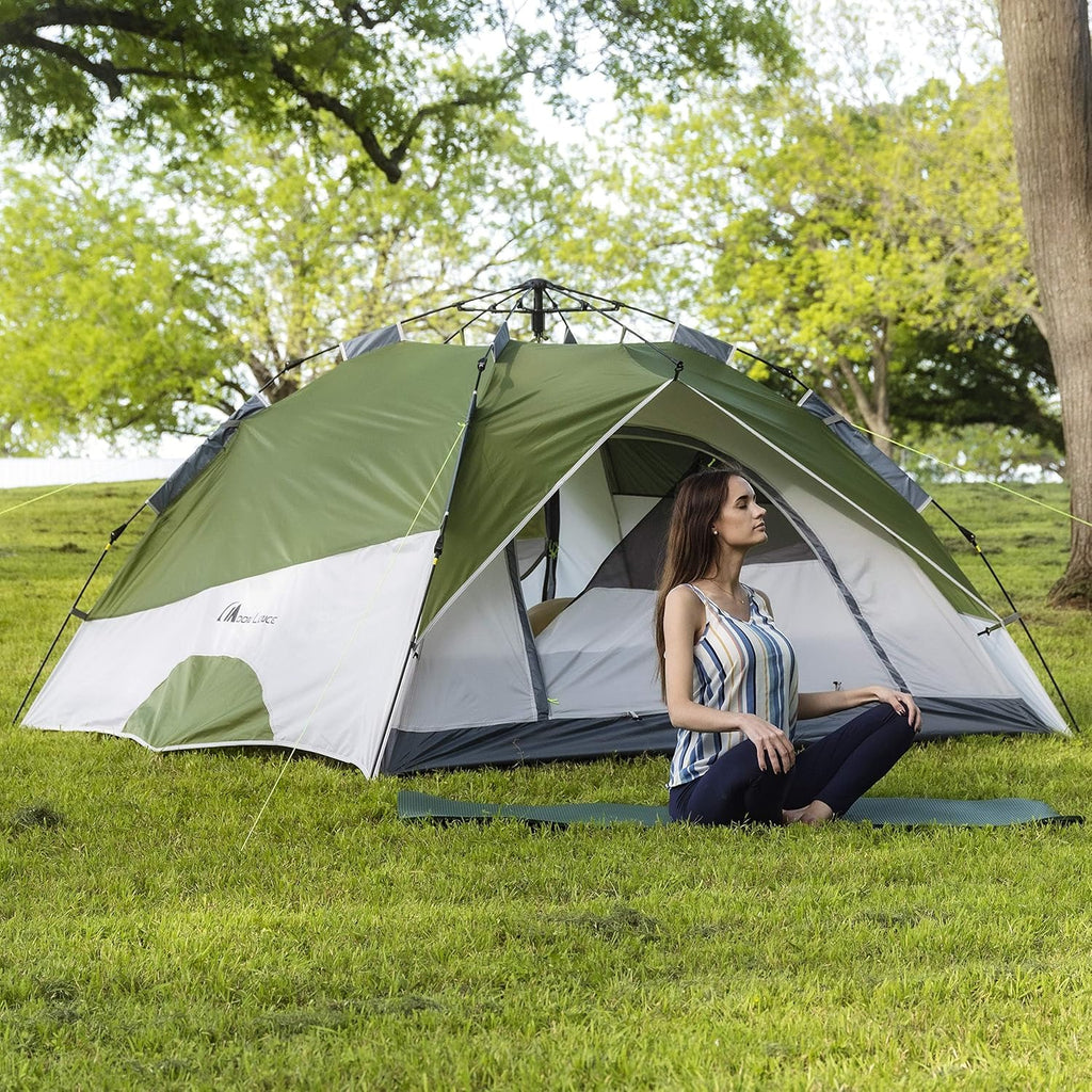 MOON LENCE Pop Up Tent 3-4 Person, 60s Instant Setup Camping Tent with 2 Doors, Water-Resistant & Windproof Dome Tent for Car Camping, Backyard, Traveling