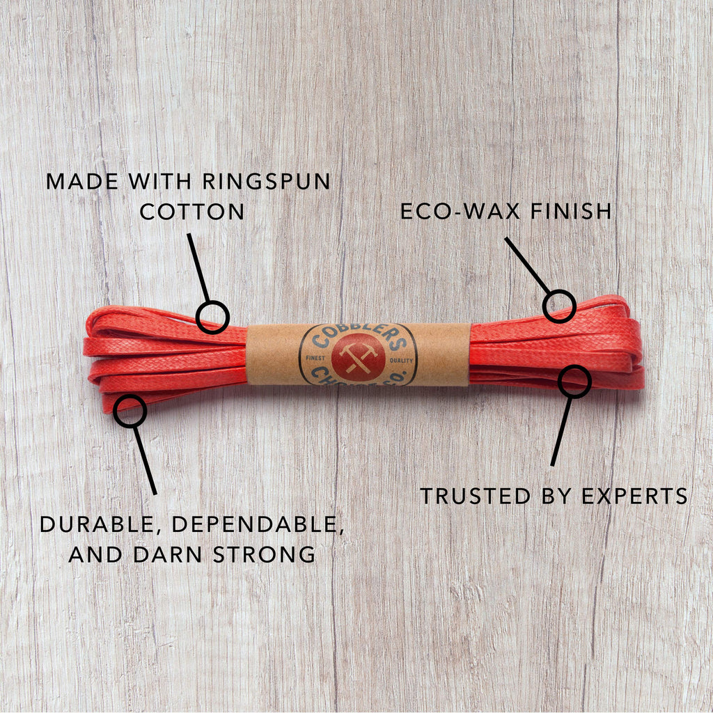Premium Flat Waxed Cotton Boot Laces - Cobbler's Choice Shoe Laces - Durable and Beautiful!