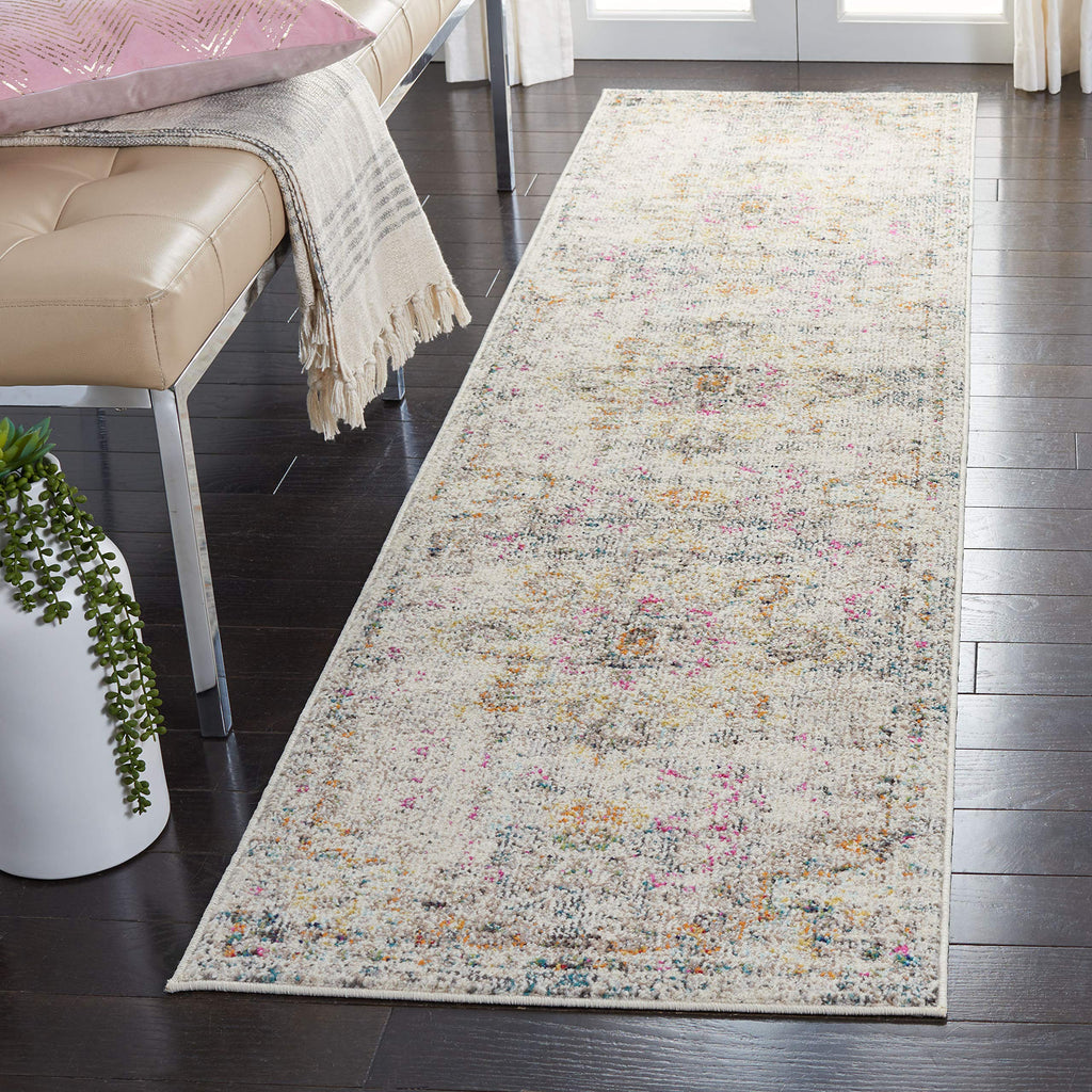 SAFAVIEH Madison Collection Area Rug - 2'2" x 4', Beige & Orange, Boho Chic Distressed Medallion Design, Non-Shedding & Easy to Clean, Ideal for Living Room, Bedroom, Dining Space (MAD473E)