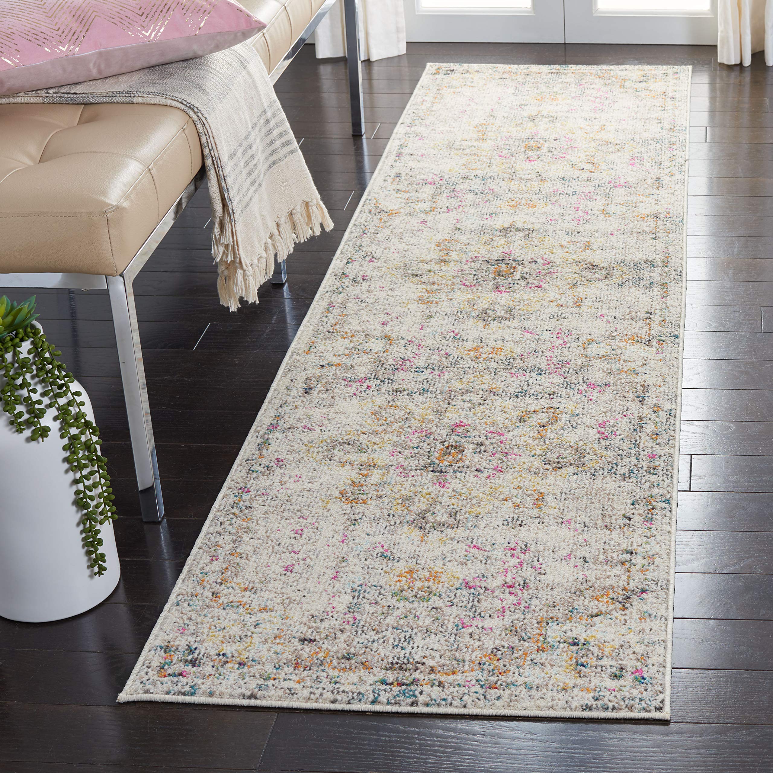SAFAVIEH Madison Collection Area Rug - 2'2" x 4', Beige & Orange, Boho Chic Distressed Medallion Design, Non-Shedding & Easy to Clean, Ideal for Living Room, Bedroom, Dining Space (MAD473E)