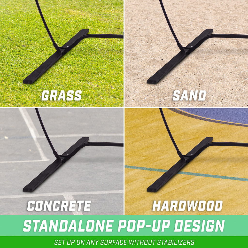 GoSports Freestanding Volleyball Training Net - 12 ft or 20 ft - Indoor our Outdoor Use, Instant Setup, and Height Adjustable