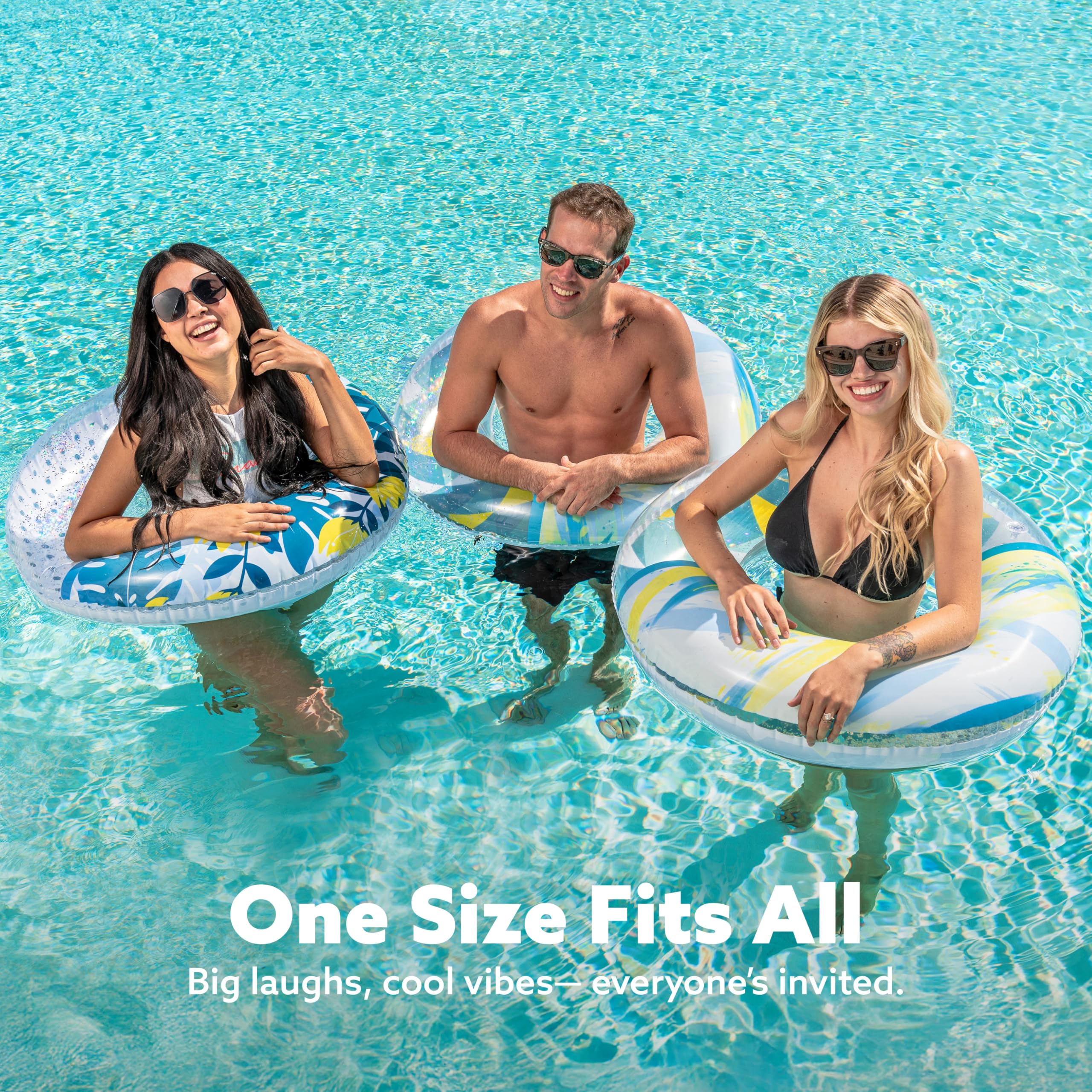 JOYIN Inflatable Swim Tube Raft (3 pack) with Summer Fruits Painting, Pool Toys for Swimming Pool Party Decorations