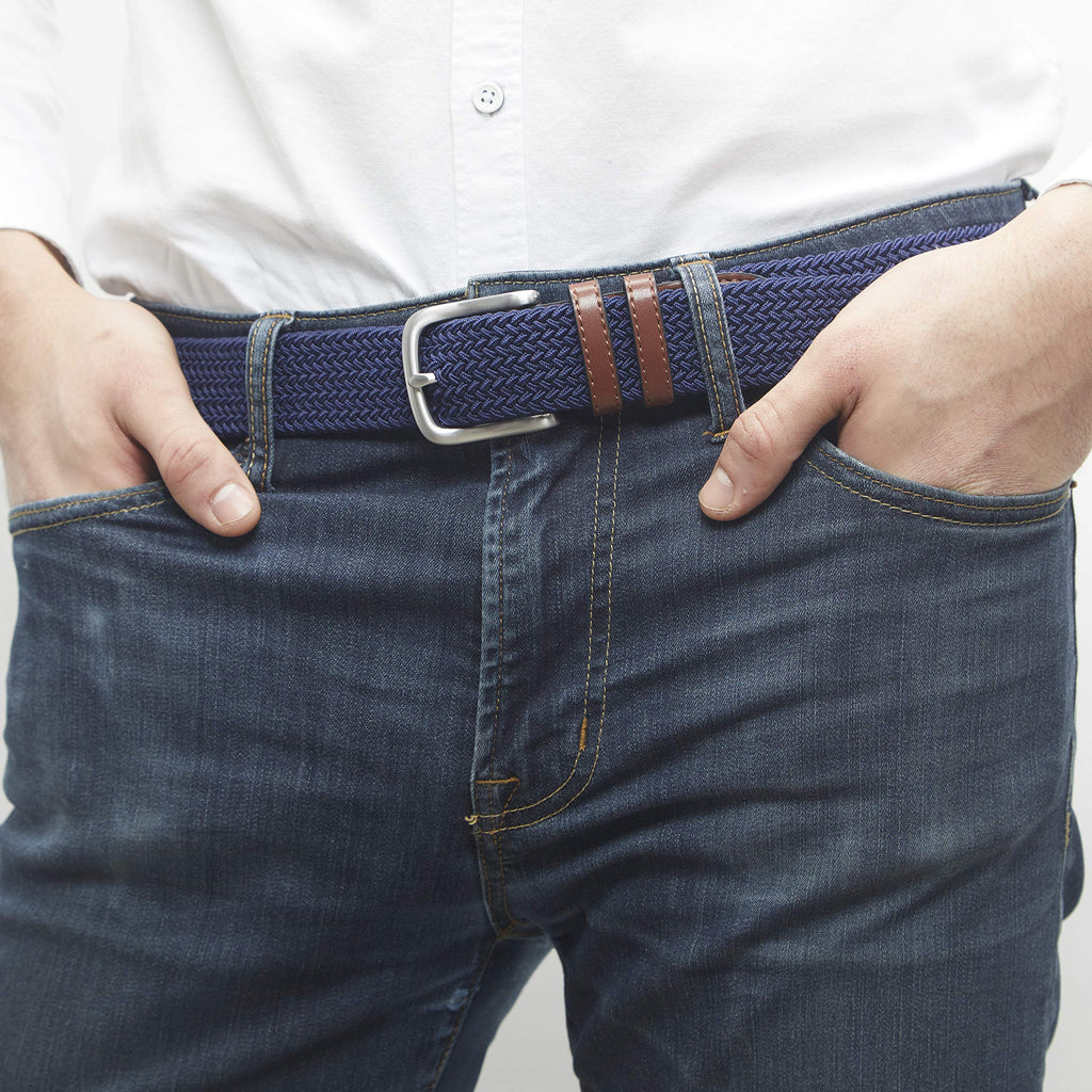 Amazon Essentials Men's Stretch Woven Braid Belt for Jeans