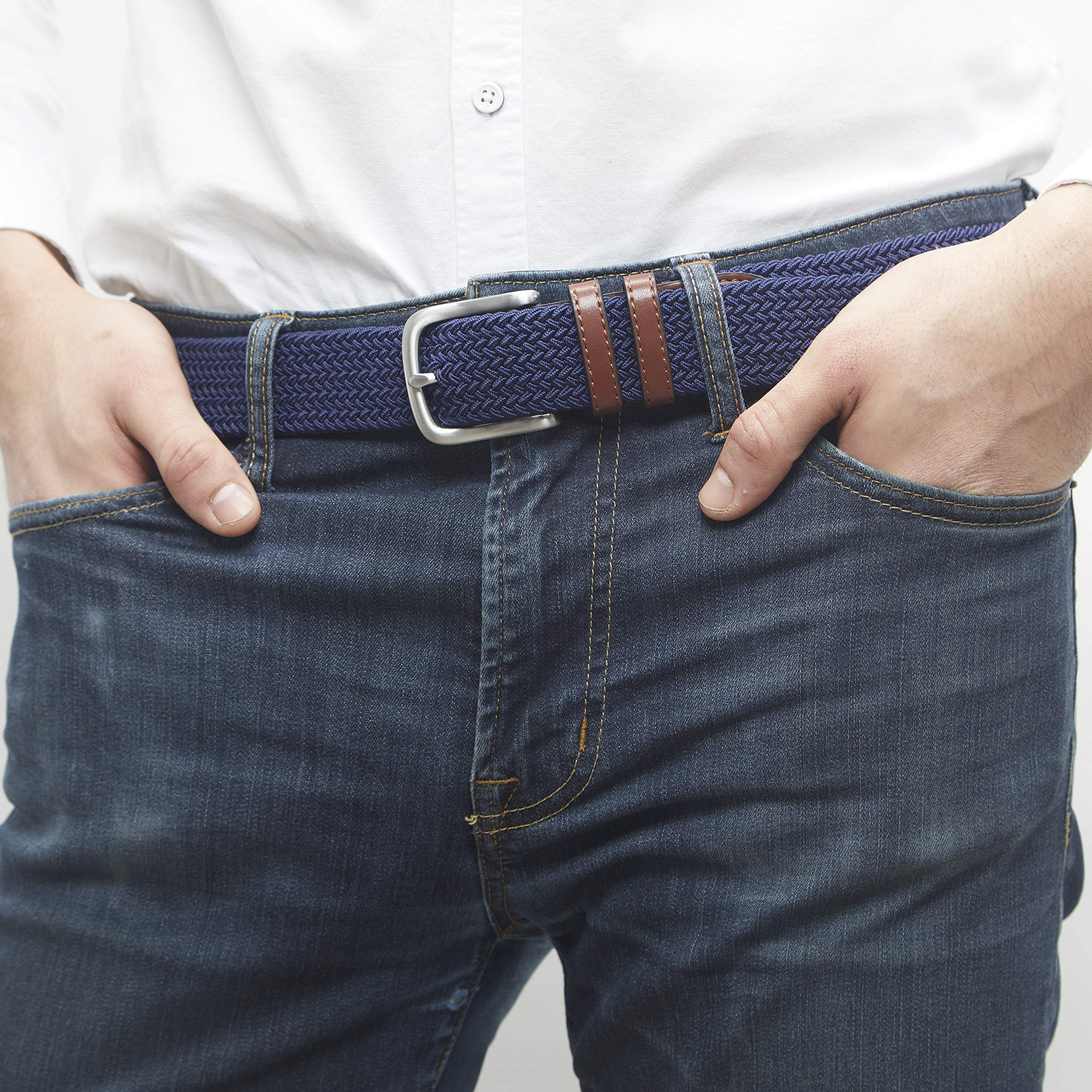 Amazon Essentials Men's Stretch Woven Braid Belt for Jeans
