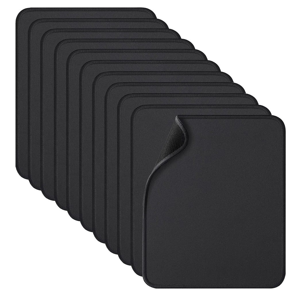 Zhithink 11 Pack Mouse Pad with Reinforced Stitching Edge, Washable Mousepad with Grippy Non-Slip Rubber Base, 0.12 Inch Thick Smooth Tracks Computer Mouse Pads Bulk for Desk, Black, 10.2x8.2 Inch