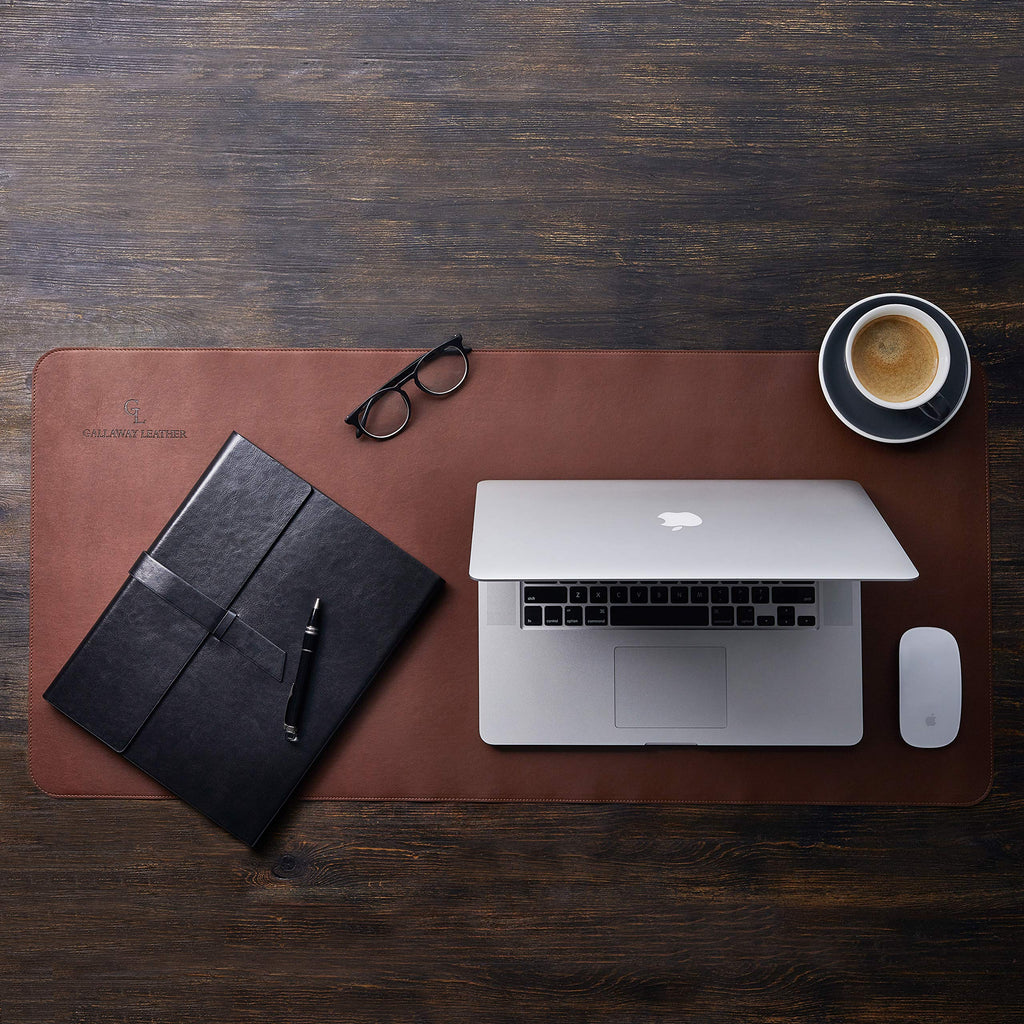 Gallaway Leather Desk Mat,Desk Writing Pad - Office Desk Pad, Medium 24" x 14" Black, Desk Mats on Top of Desks, Gift Ready Elegant Computer Desk Mat Desk Cover Desk Pad Protector PU Leather