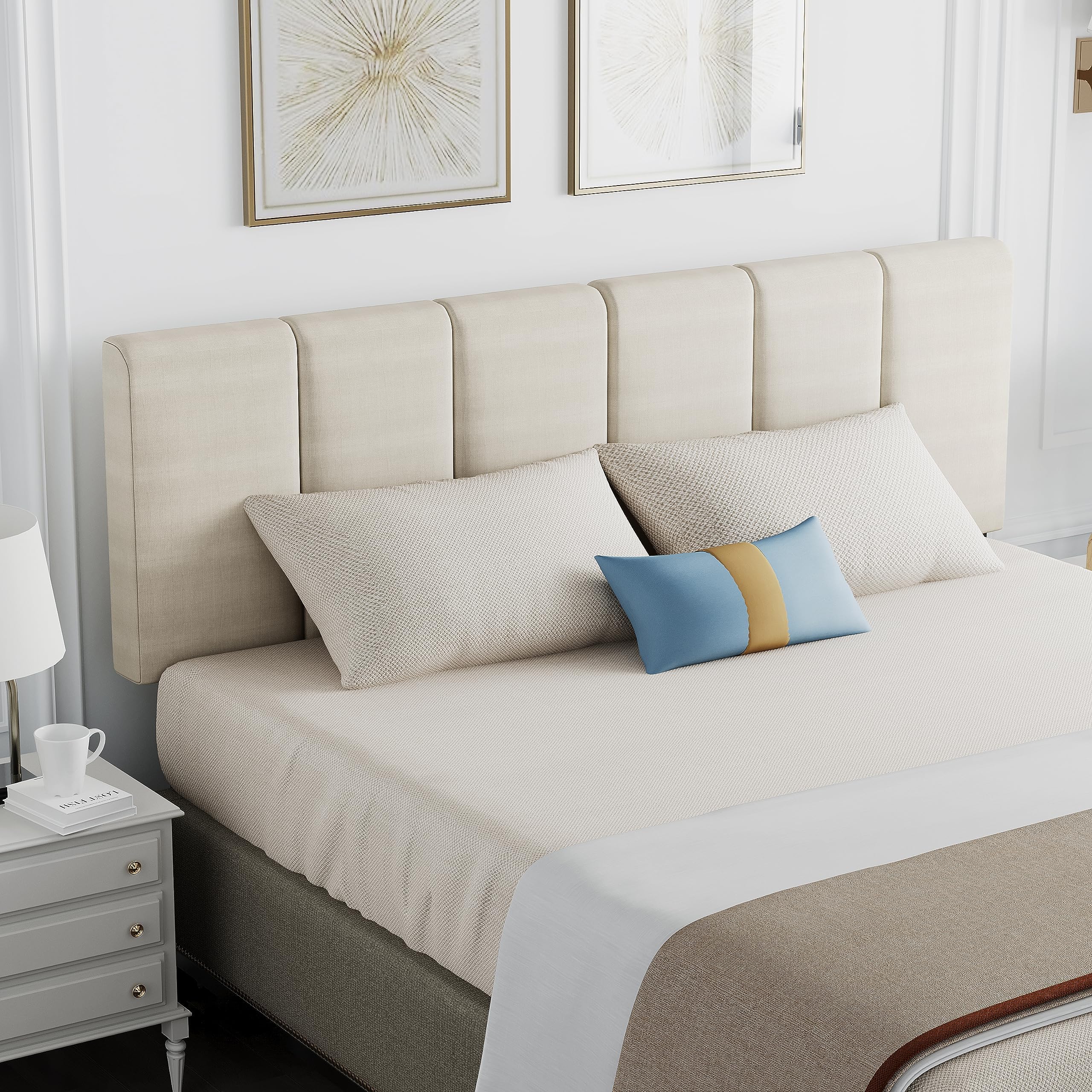 HAOBO Home Upholstered Headboards Foldable Queen/Full Linen Panels with Height Adjustments