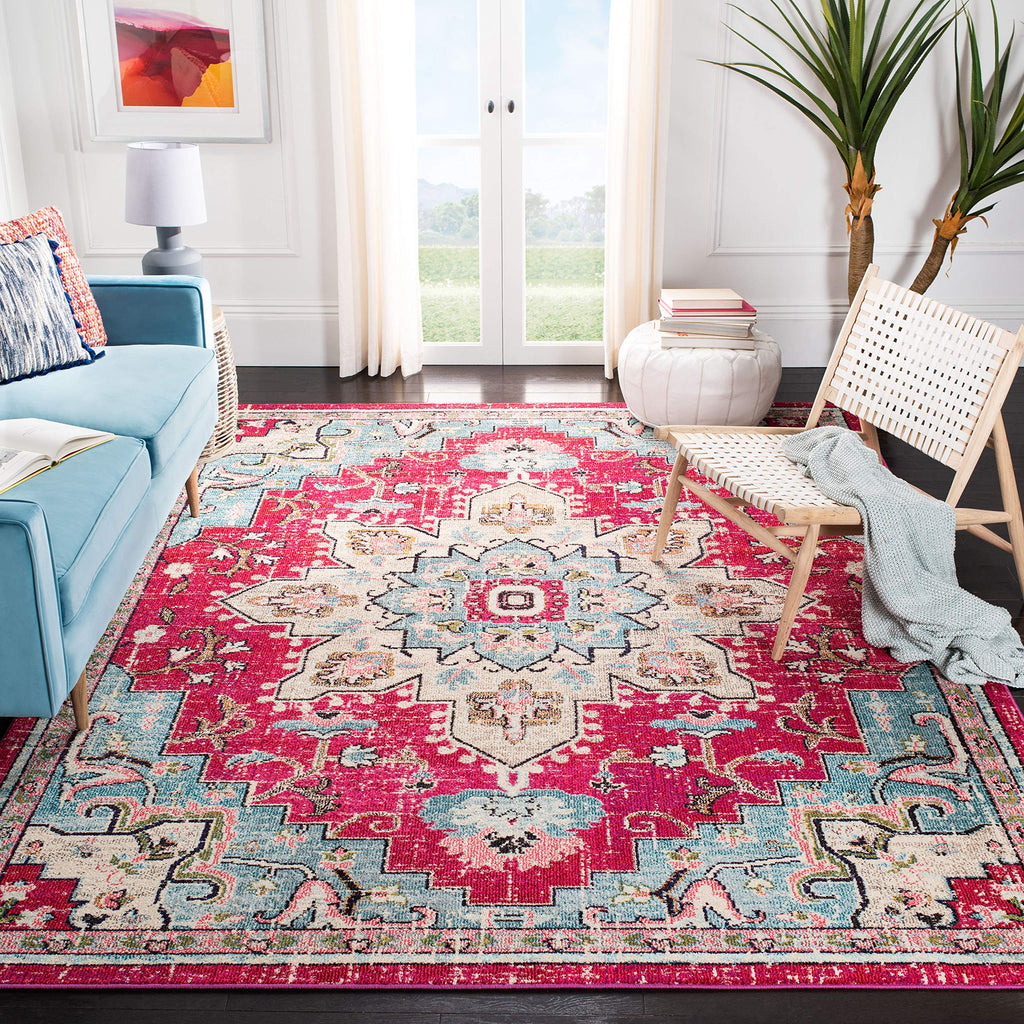 SAFAVIEH Madison Collection Area Rug - 2'2" x 4', Beige & Orange, Boho Chic Distressed Medallion Design, Non-Shedding & Easy to Clean, Ideal for Living Room, Bedroom, Dining Space (MAD473E)