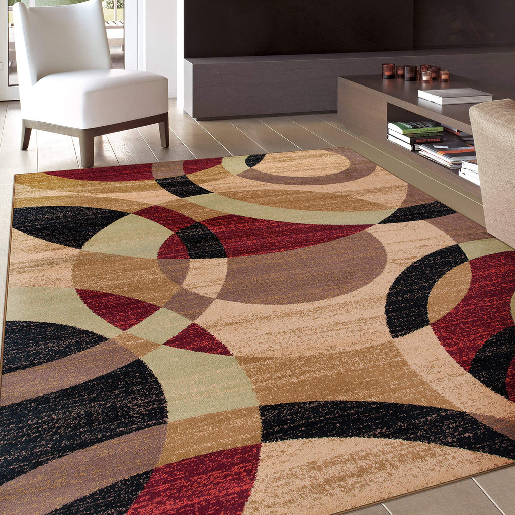 Rugshop Contemporary Modern Circles Abstract Area Rug 2' x 3' Blue