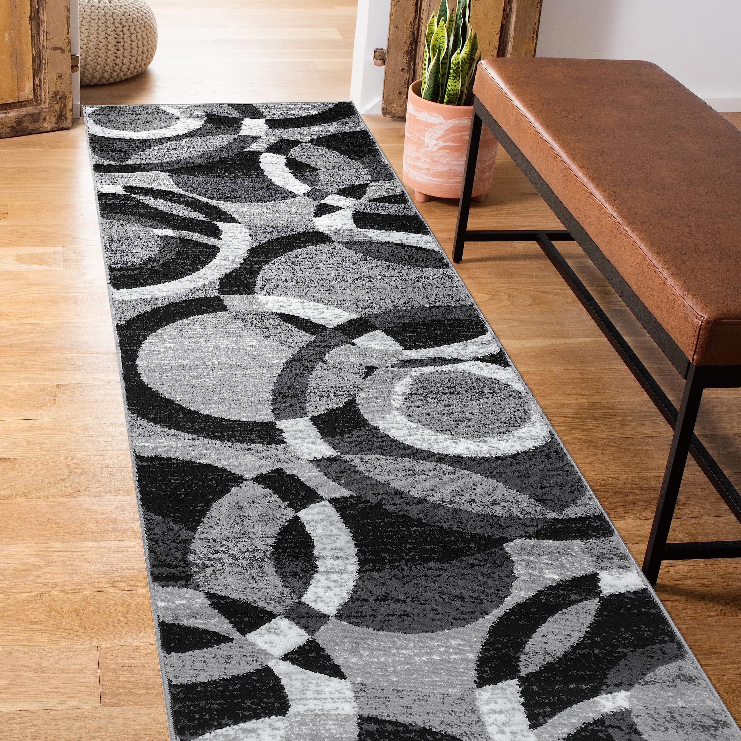 Rugshop Contemporary Modern Circles Abstract Area Rug 2' x 3' Blue