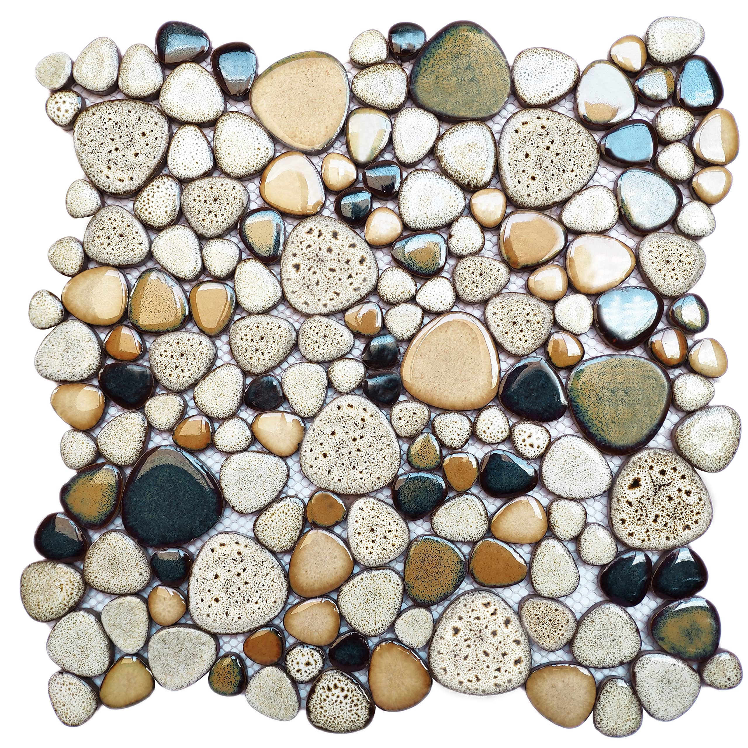 Parrotile Blue Shower Floor Pebbles Tile Bathroom Mosaic Backsplash Wall Tiles (5 Sheets)