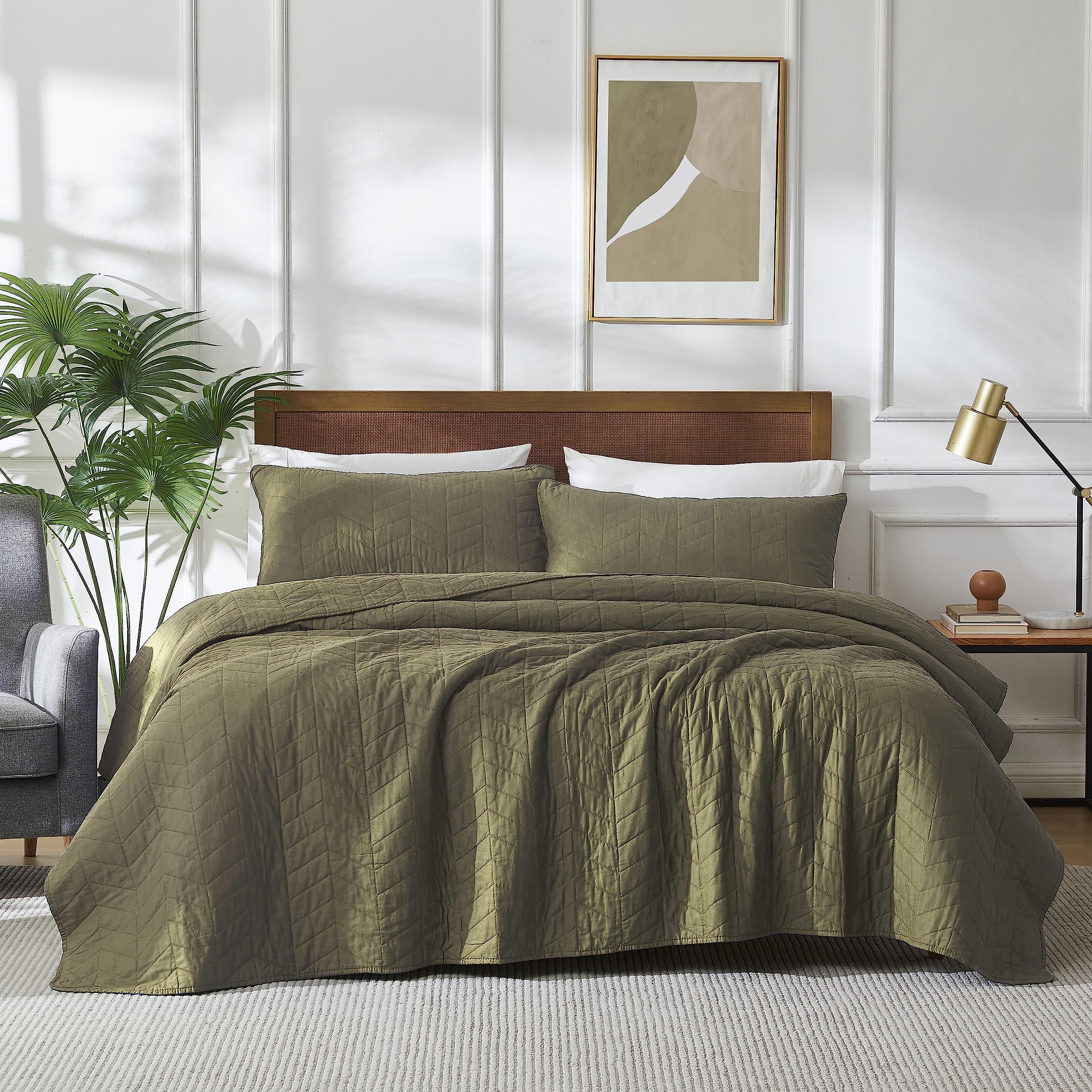 palassio Beige Cotton Quilt Twin Size Bedding Sets with Pillow Sham, White Lightweight Soft Bedspread Coverlet, Tan Cream Quilted Comforter Bed Cover for All Season, 2 Pieces, 68x86 inches