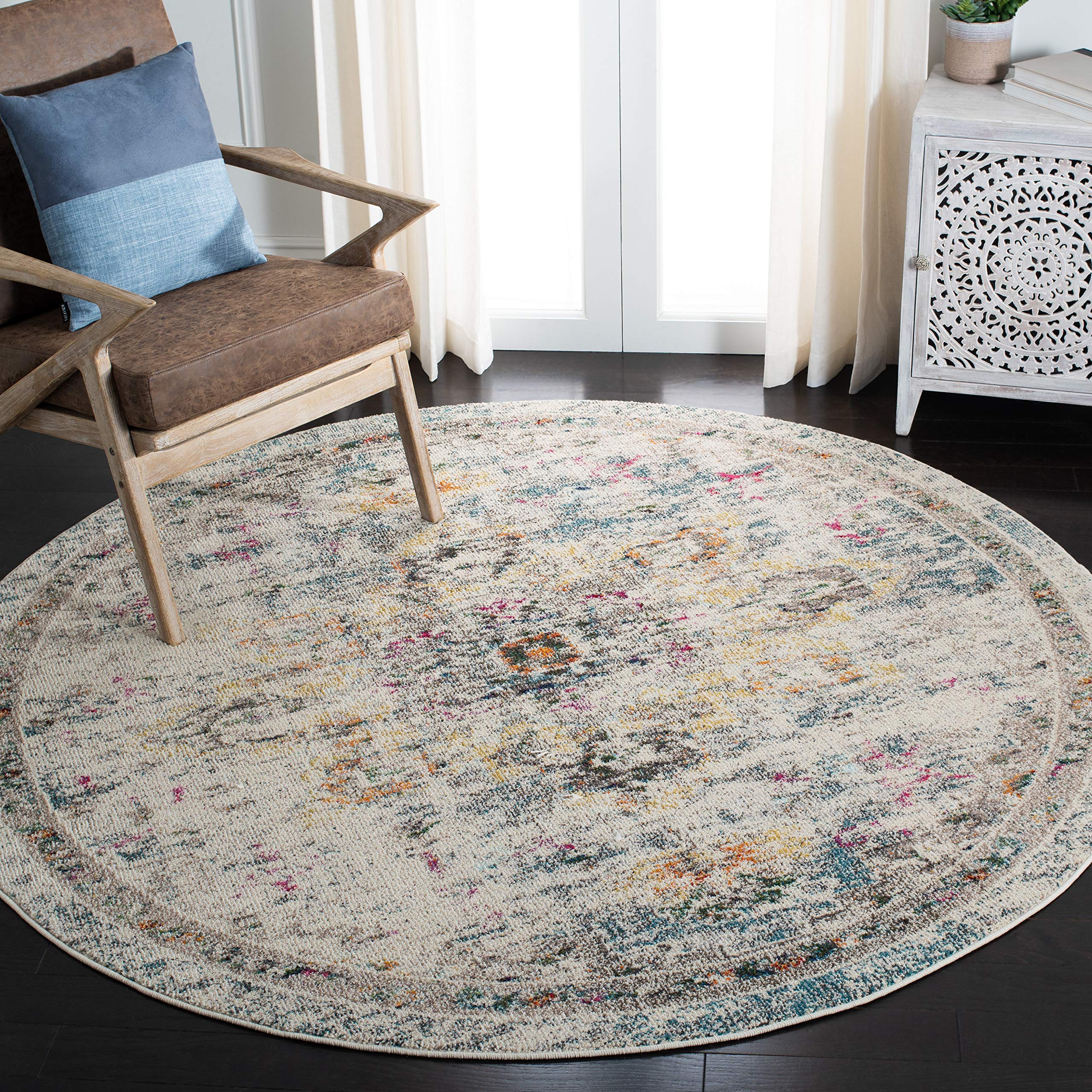 SAFAVIEH Madison Collection Area Rug - 2'2" x 4', Beige & Orange, Boho Chic Distressed Medallion Design, Non-Shedding & Easy to Clean, Ideal for Living Room, Bedroom, Dining Space (MAD473E)