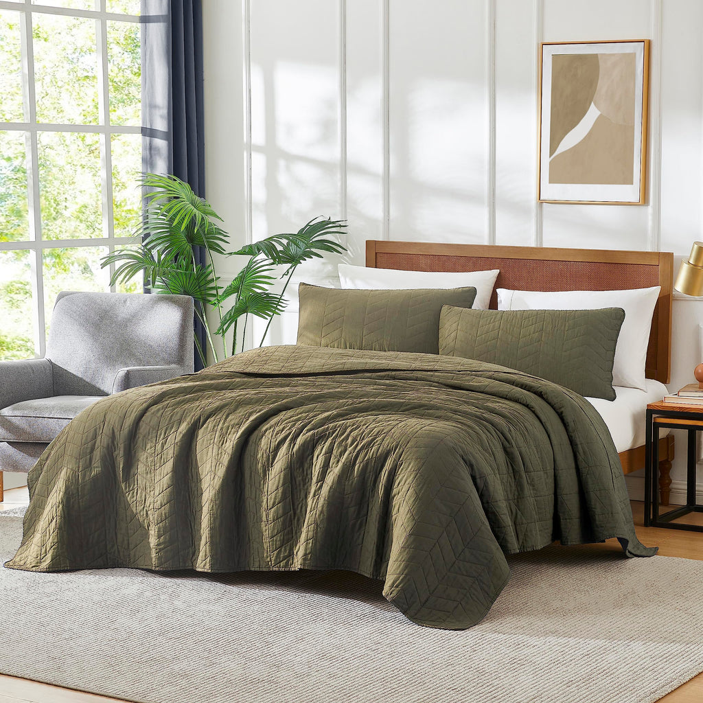 palassio Beige Cotton Quilt Twin Size Bedding Sets with Pillow Sham, White Lightweight Soft Bedspread Coverlet, Tan Cream Quilted Comforter Bed Cover for All Season, 2 Pieces, 68x86 inches