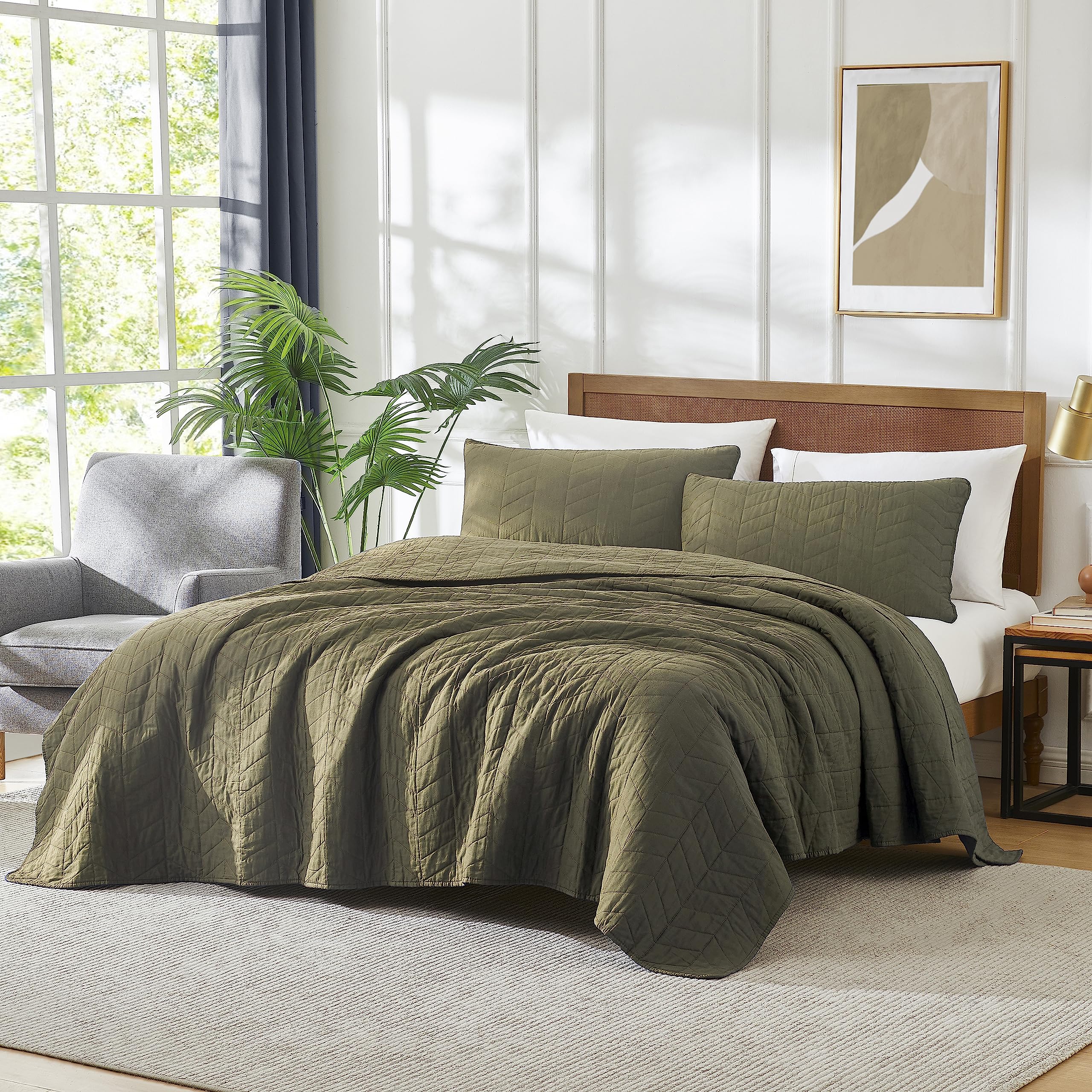 palassio Beige Cotton Quilt Twin Size Bedding Sets with Pillow Sham, White Lightweight Soft Bedspread Coverlet, Tan Cream Quilted Comforter Bed Cover for All Season, 2 Pieces, 68x86 inches