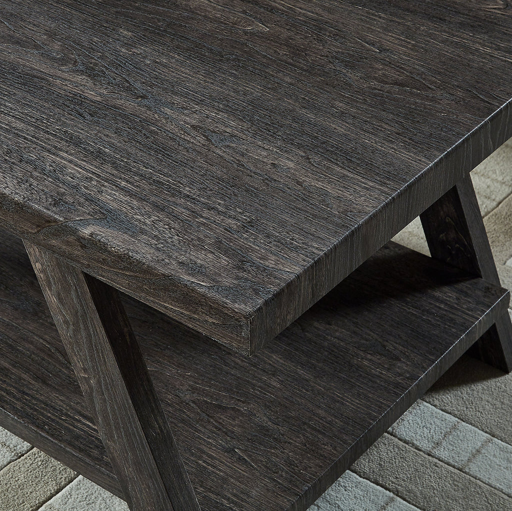 Roundhill Furniture Athens Contemporary Replicated Wood Shelf End Table in Black Finish
