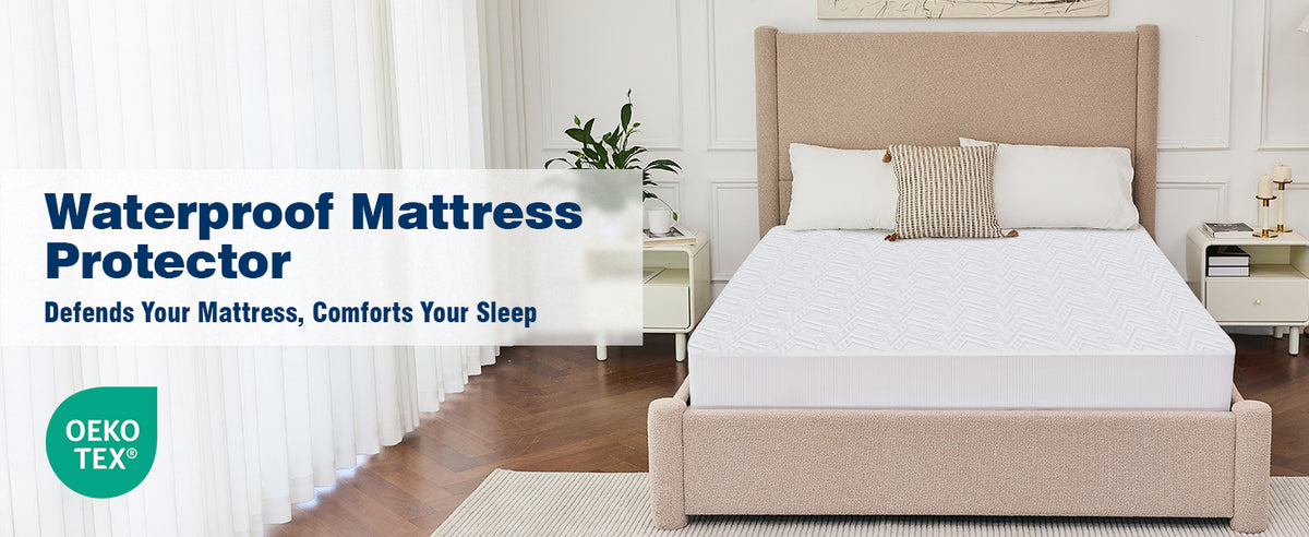 Waterproof Mattress Protector Queen Size, Soft Breathable Mattress Pad with Deep Pocket 8"-21", Noiseless 3D Air Fabric Cooling Mattress Cover for Bed, Machine Washable, White
